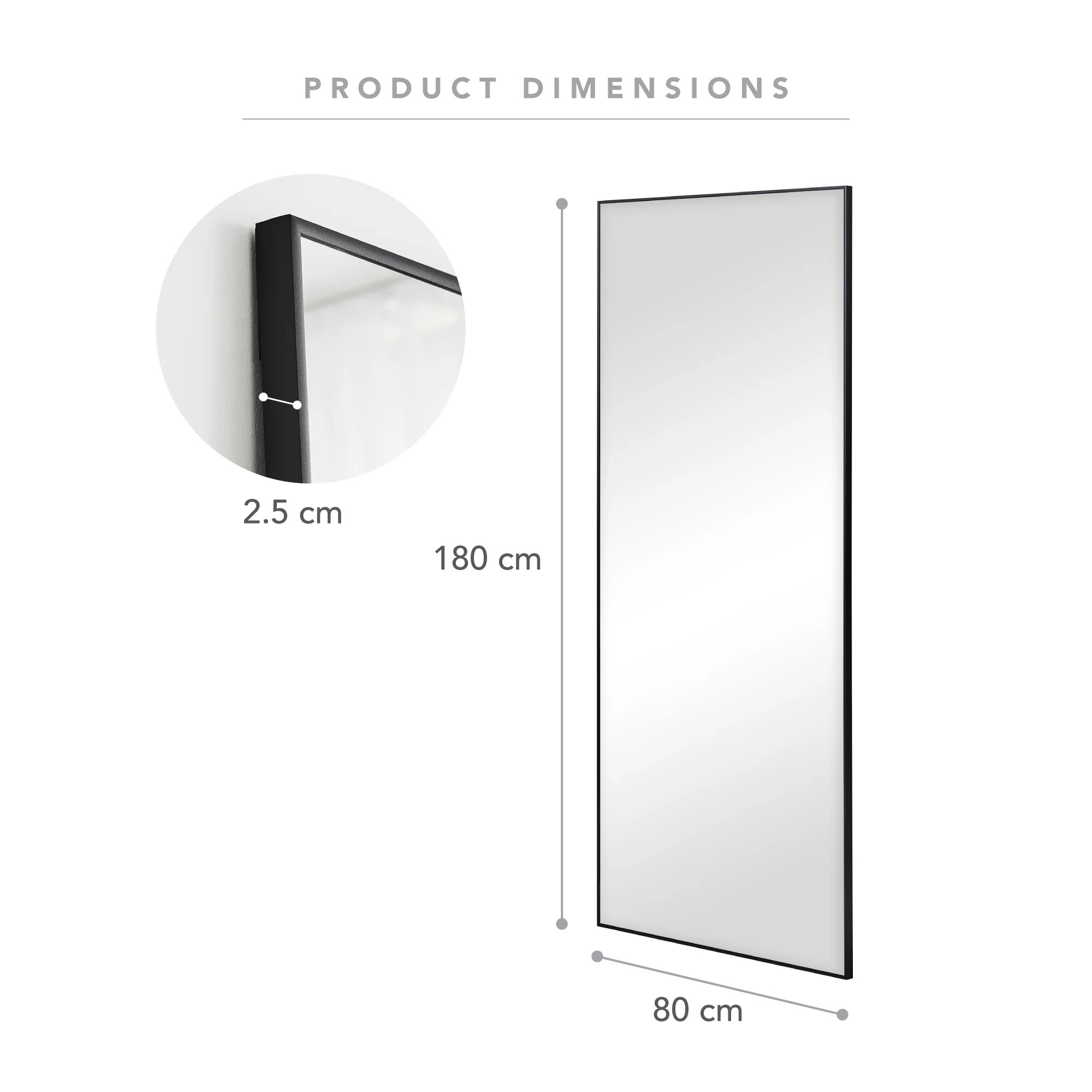 180cm Elle XL Rectangle Mirror Black - Image 3