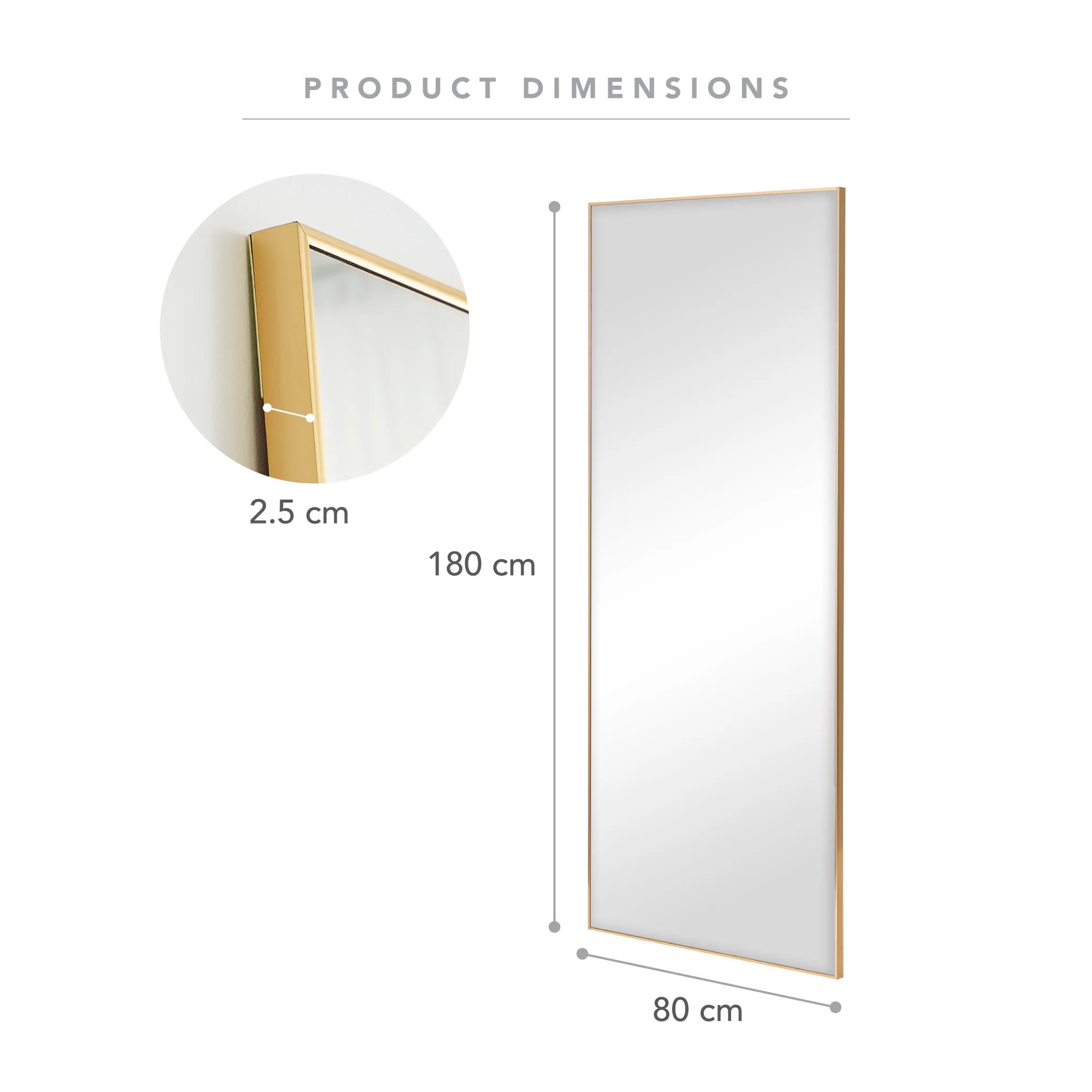 180cm Elle XL Rectangle Mirror Gold - Image 3