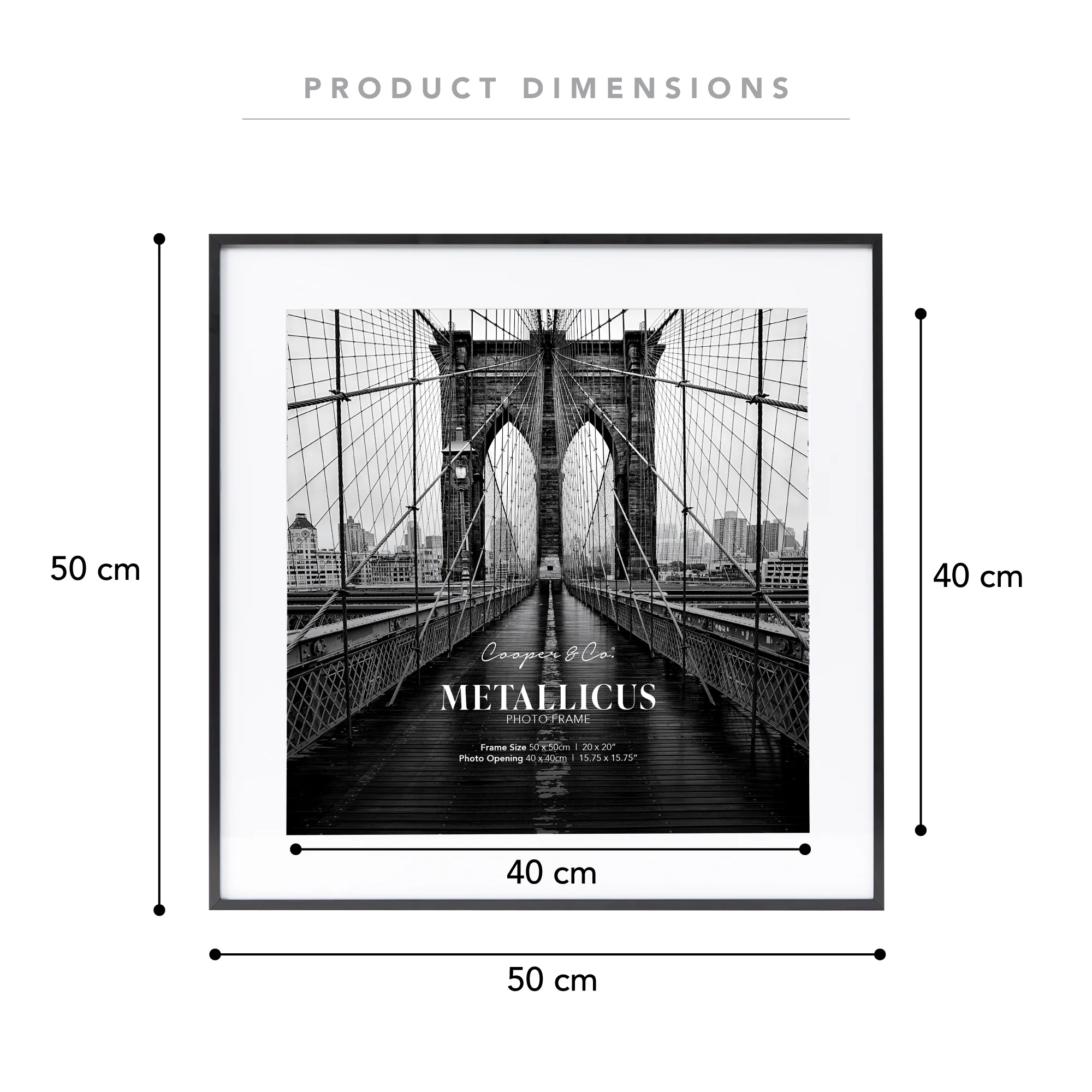 50x50cm Mat to 40x40cm Premium Metal Photo Frame - Image 3