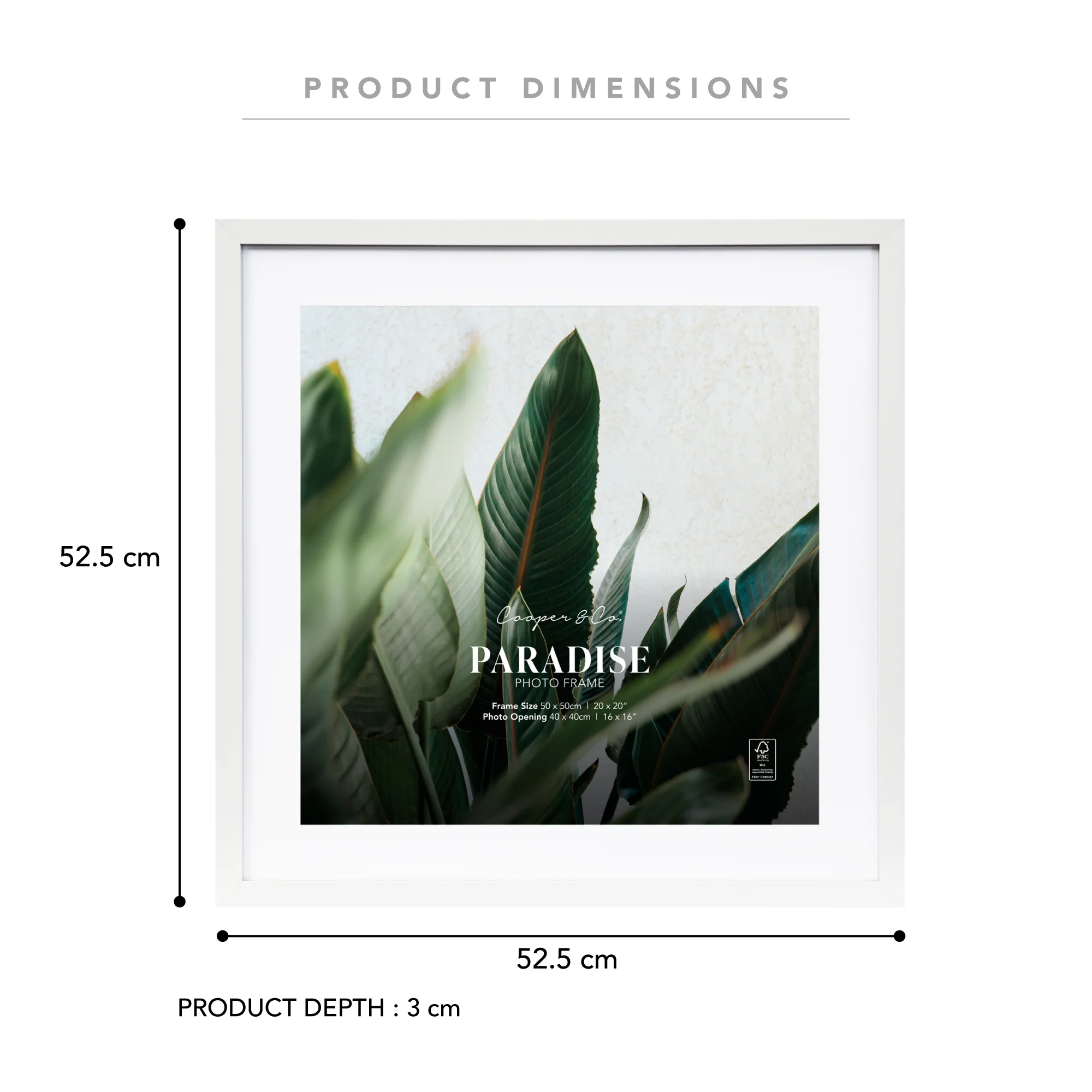 50x50cm Mat to 40x40cm Premium Paradise Wooden Photo Frame - Image 13