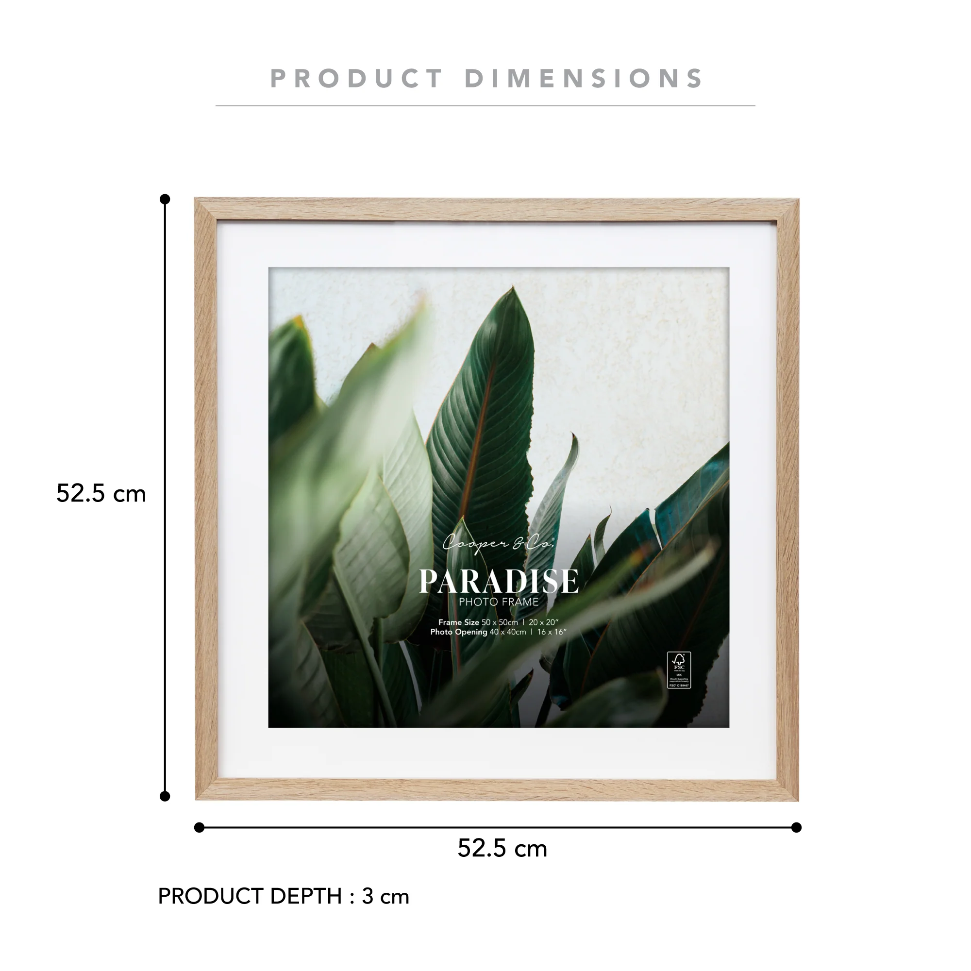 50x50cm Mat to 40x40cm Premium Paradise Wooden Photo Frame - Image 23