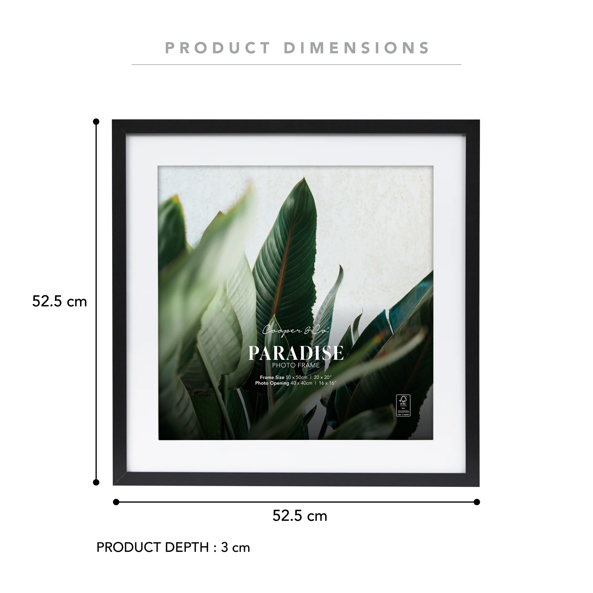 50x50cm Mat to 40x40cm Premium Paradise Wooden Photo Frame - Image 3
