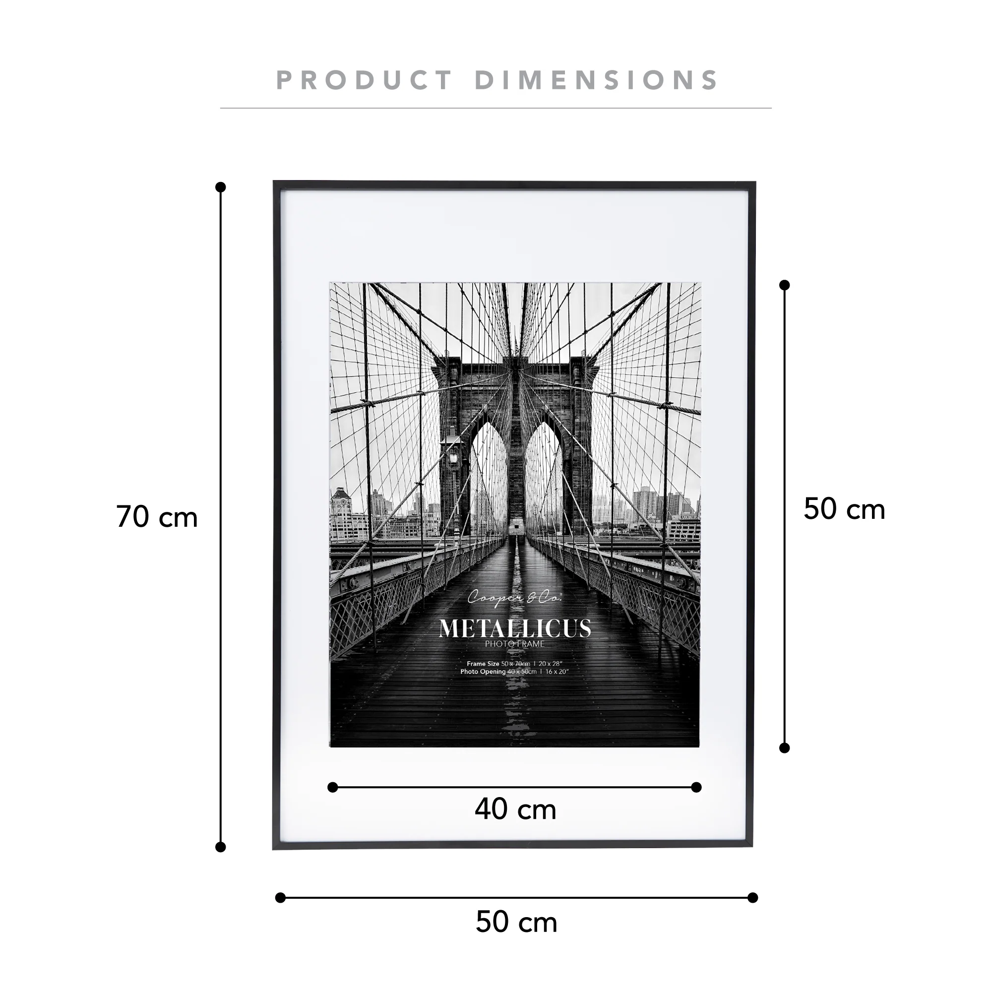 50x70cm Mat to 40x50cm Premium Metal Photo Frame - Image 3