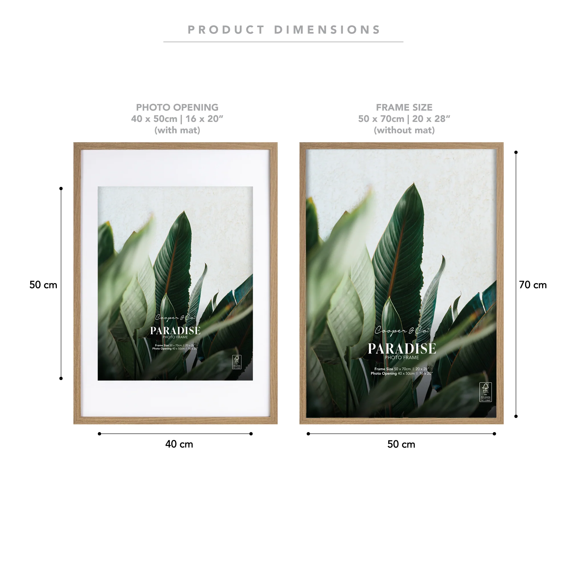 50x70cm Mat to 40x50cm Premium Paradise Wooden Photo Frame - Image 10