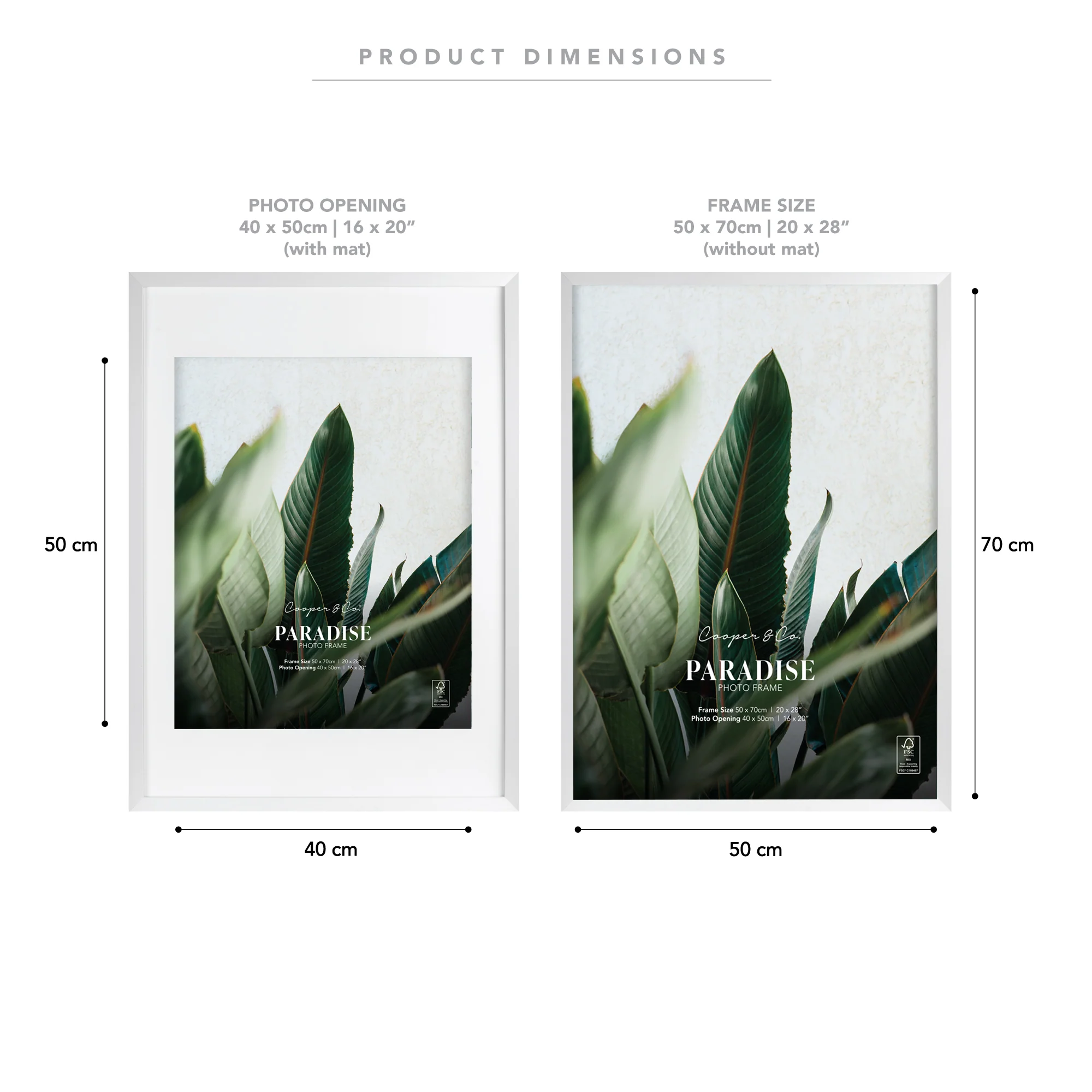 50x70cm Mat to 40x50cm Premium Paradise Wooden Photo Frame - Image 16