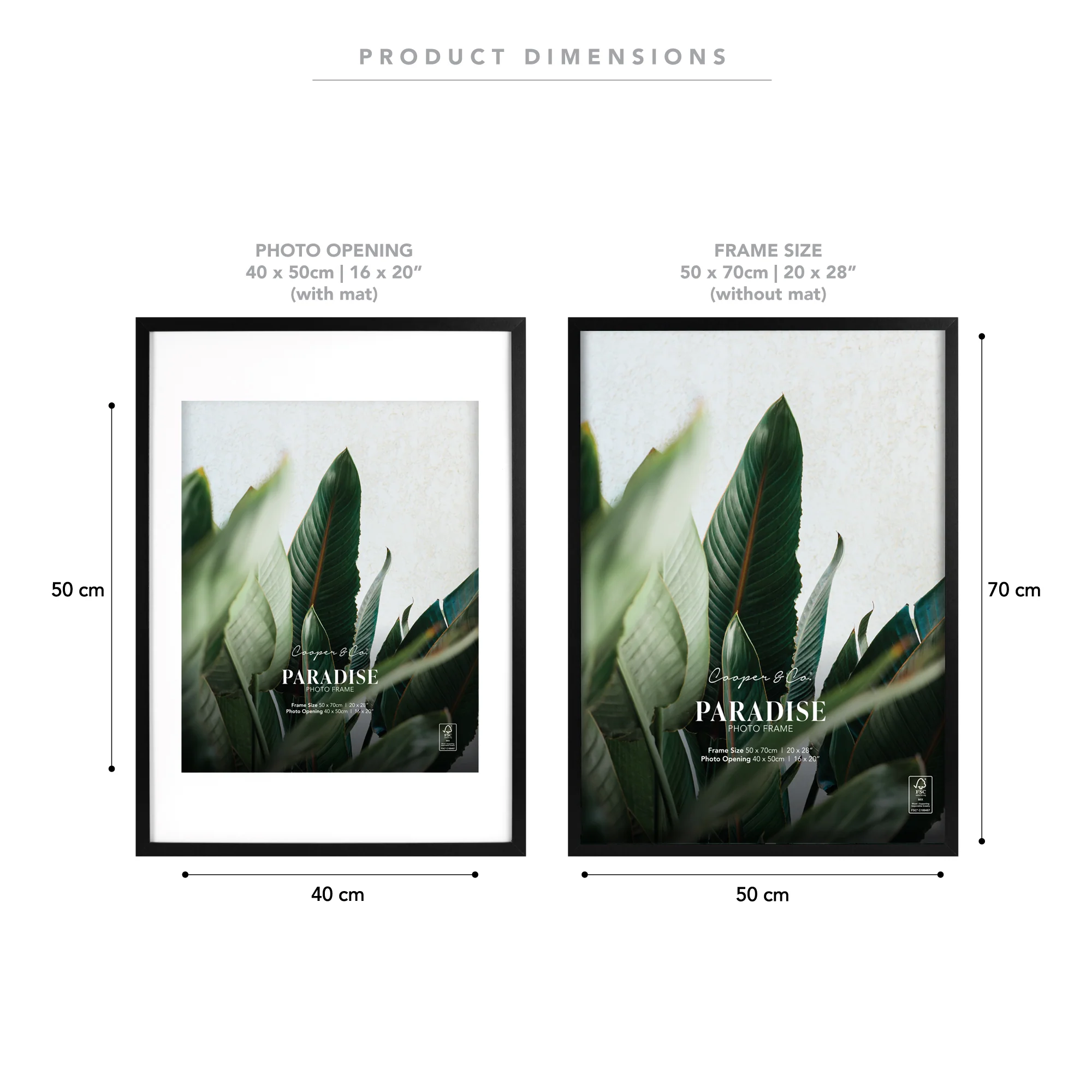 50x70cm Mat to 40x50cm Premium Paradise Wooden Photo Frame - Image 3