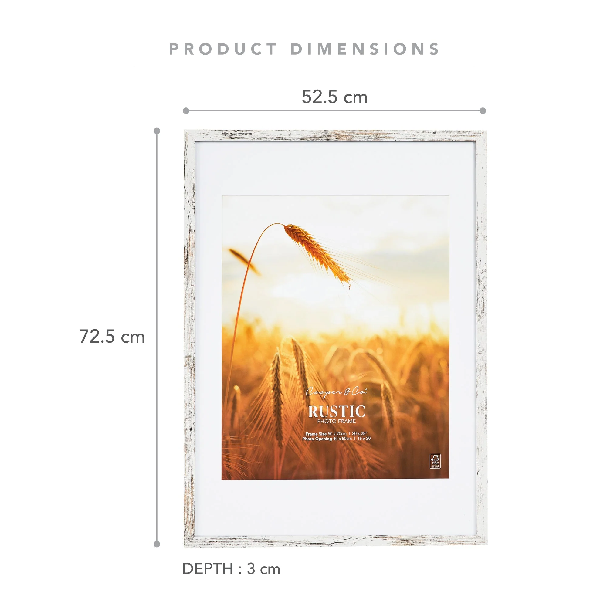 50x70cm Mat to 40x50cm Premium Rustic Wooden Photo Frame - Image 13
