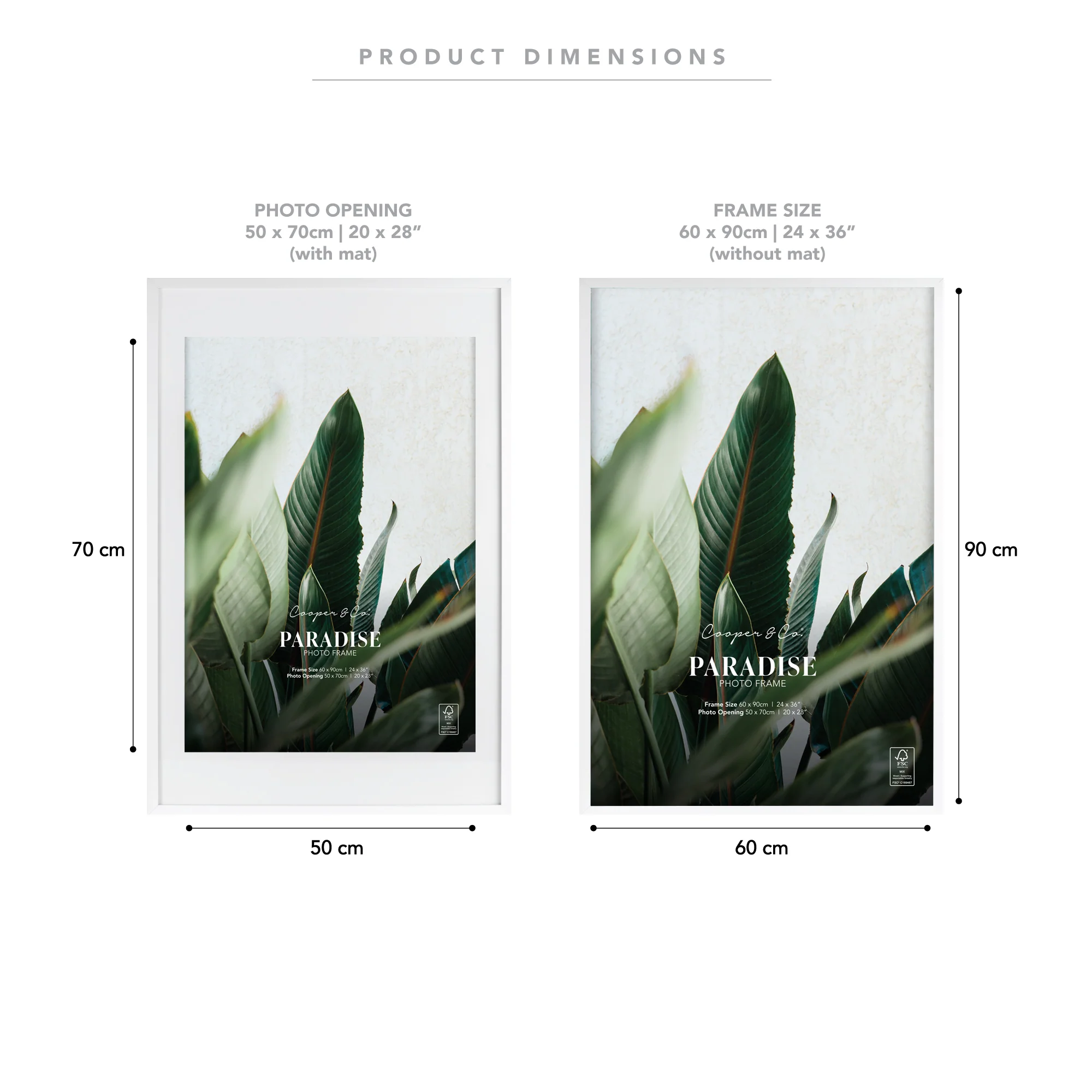 60x90cm Mat to 50x70cm Premium Paradise Wooden Photo Frame - Image 15