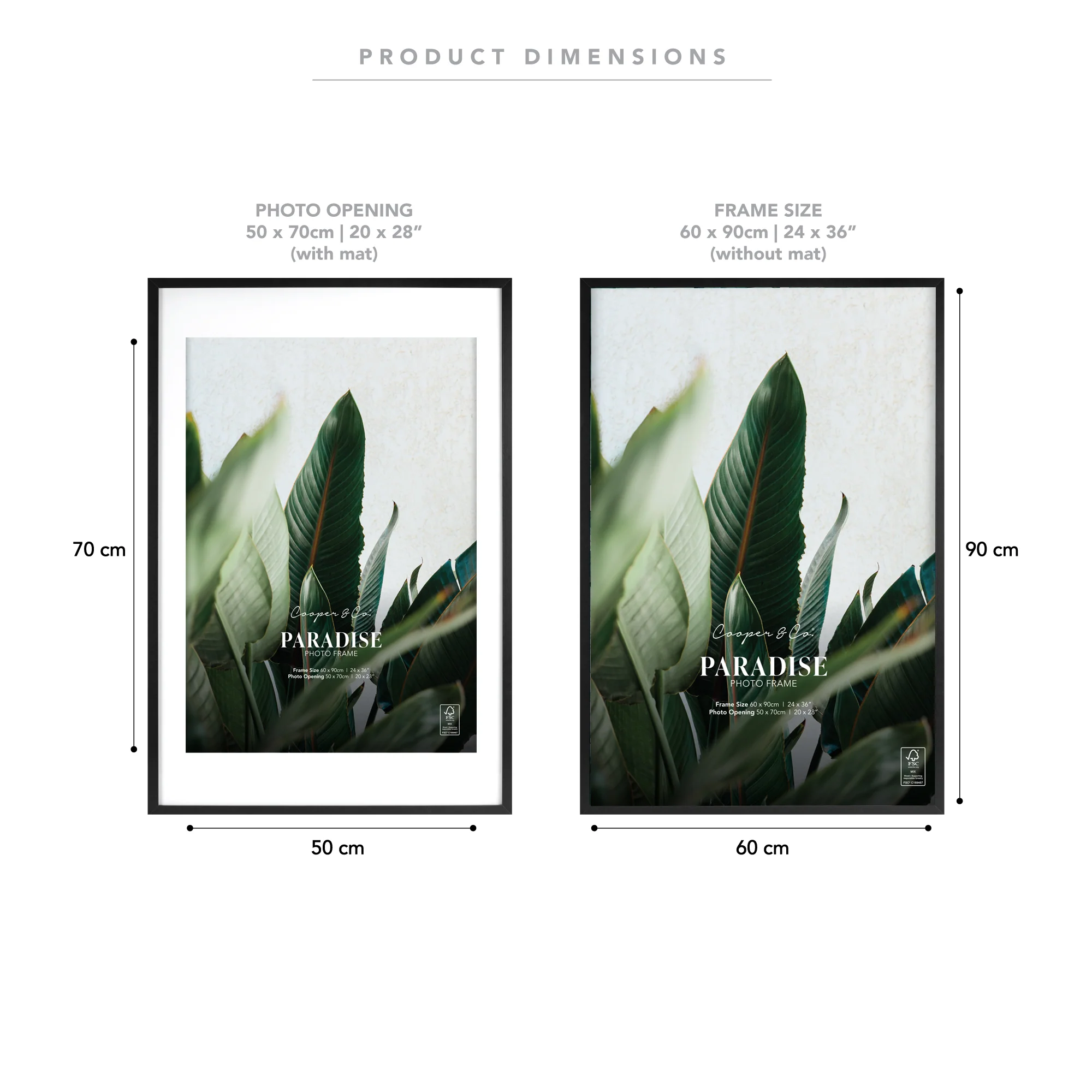 60x90cm Mat to 50x70cm Premium Paradise Wooden Photo Frame - Image 3