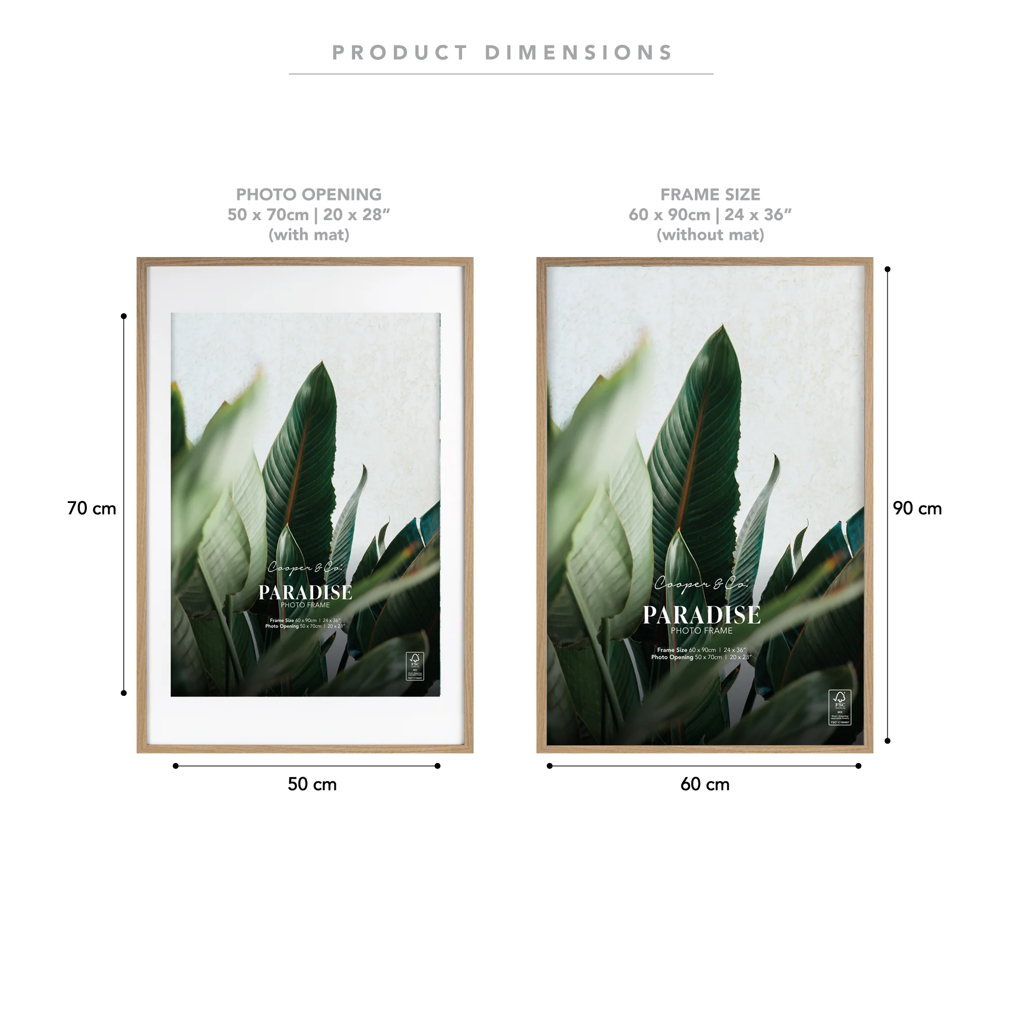 60x90cm Mat to 50x70cm Premium Paradise Wooden Photo Frame - Image 9