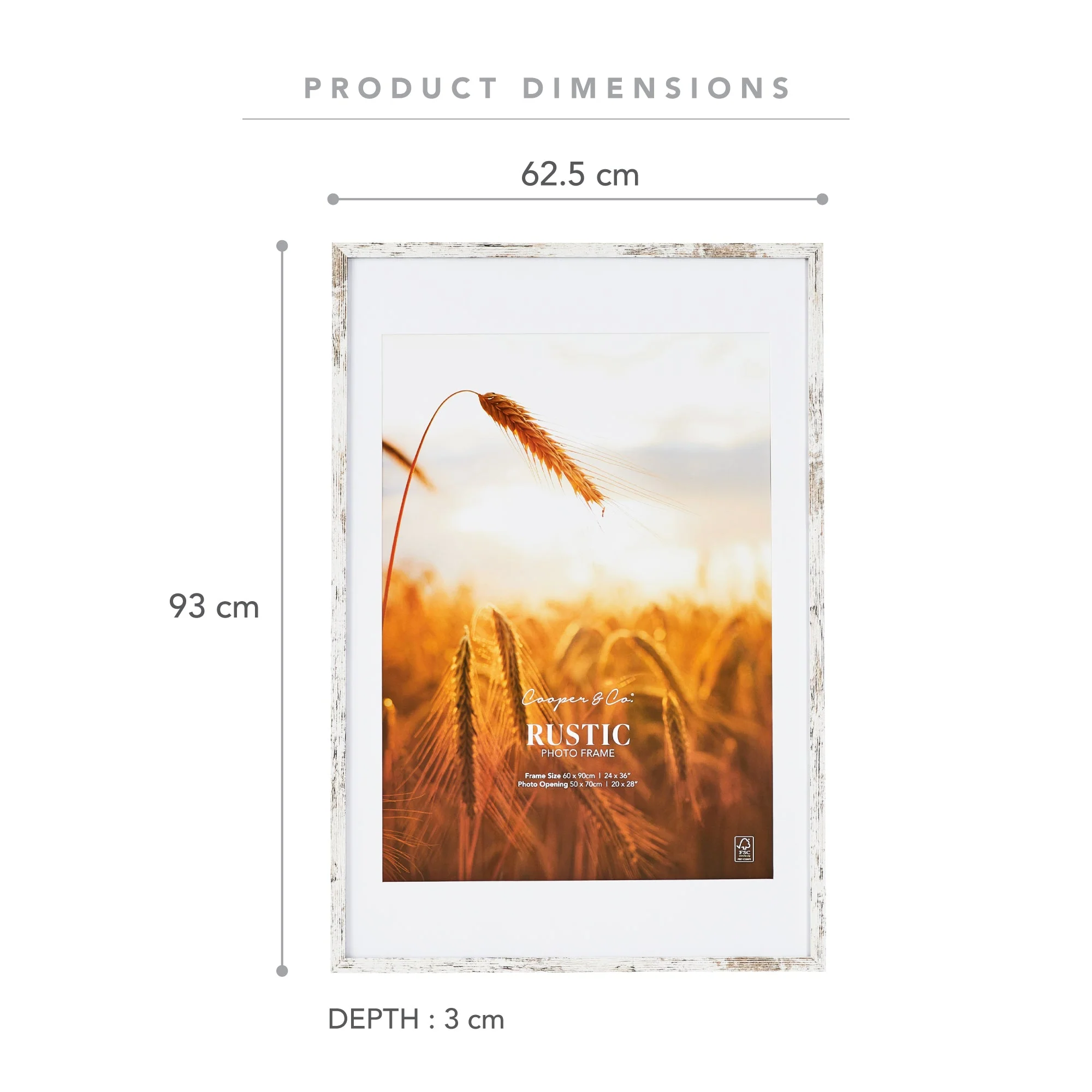 60x90cm Mat to 50x70cm Premium Rustic Wooden Photo Frame - Image 14