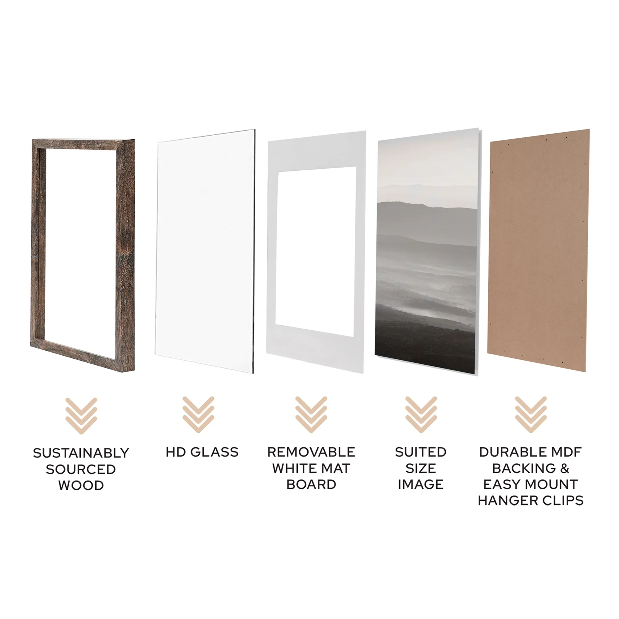 60x90cm Mat to 50x70cm Premium Rustic Wooden Photo Frame - Image 4