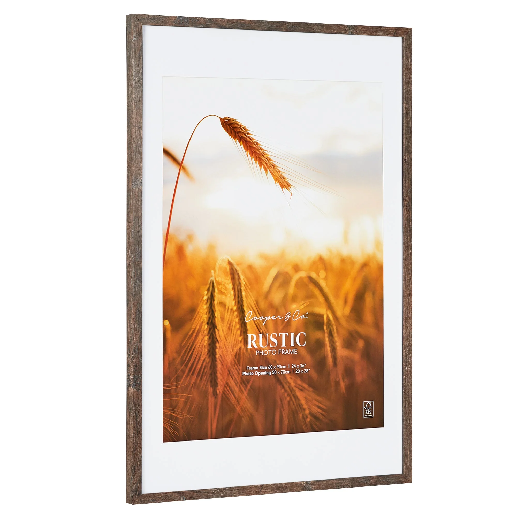 60x90cm Mat to 50x70cm Premium Rustic Wooden Photo Frame - Image 5