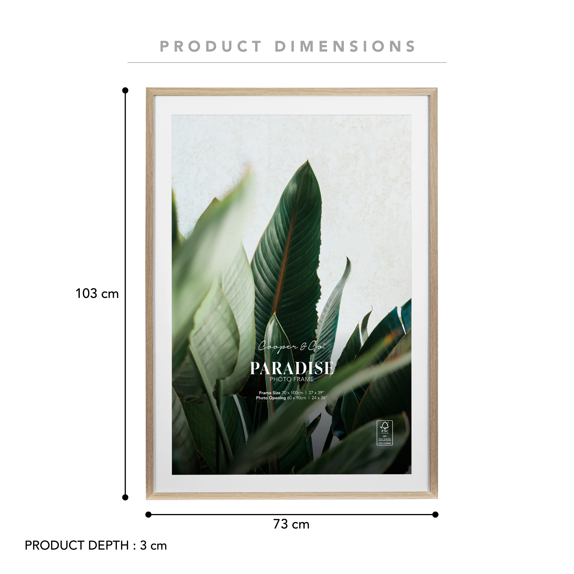 70x100cm Mat to 60x90cm Premium Paradise Wooden Photo Frame - Image 14
