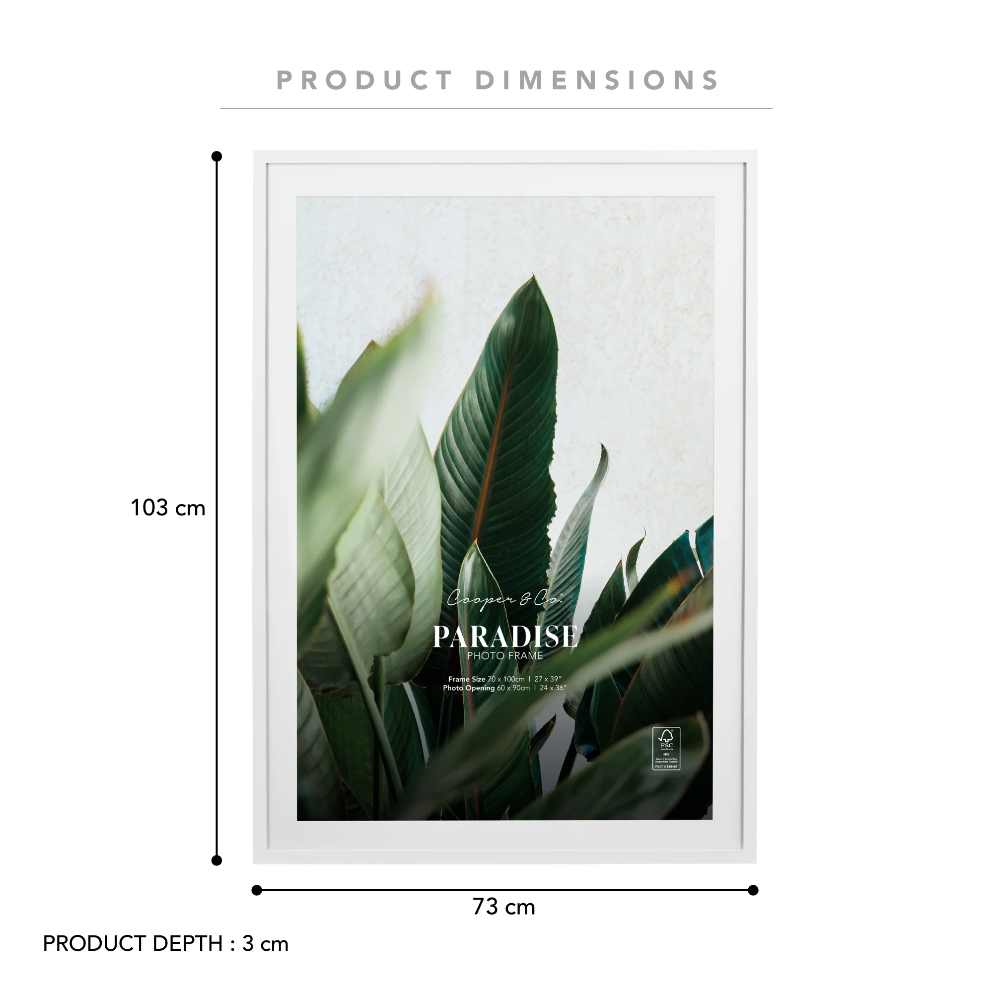 70x100cm Mat to 60x90cm Premium Paradise Wooden Photo Frame - Image 25