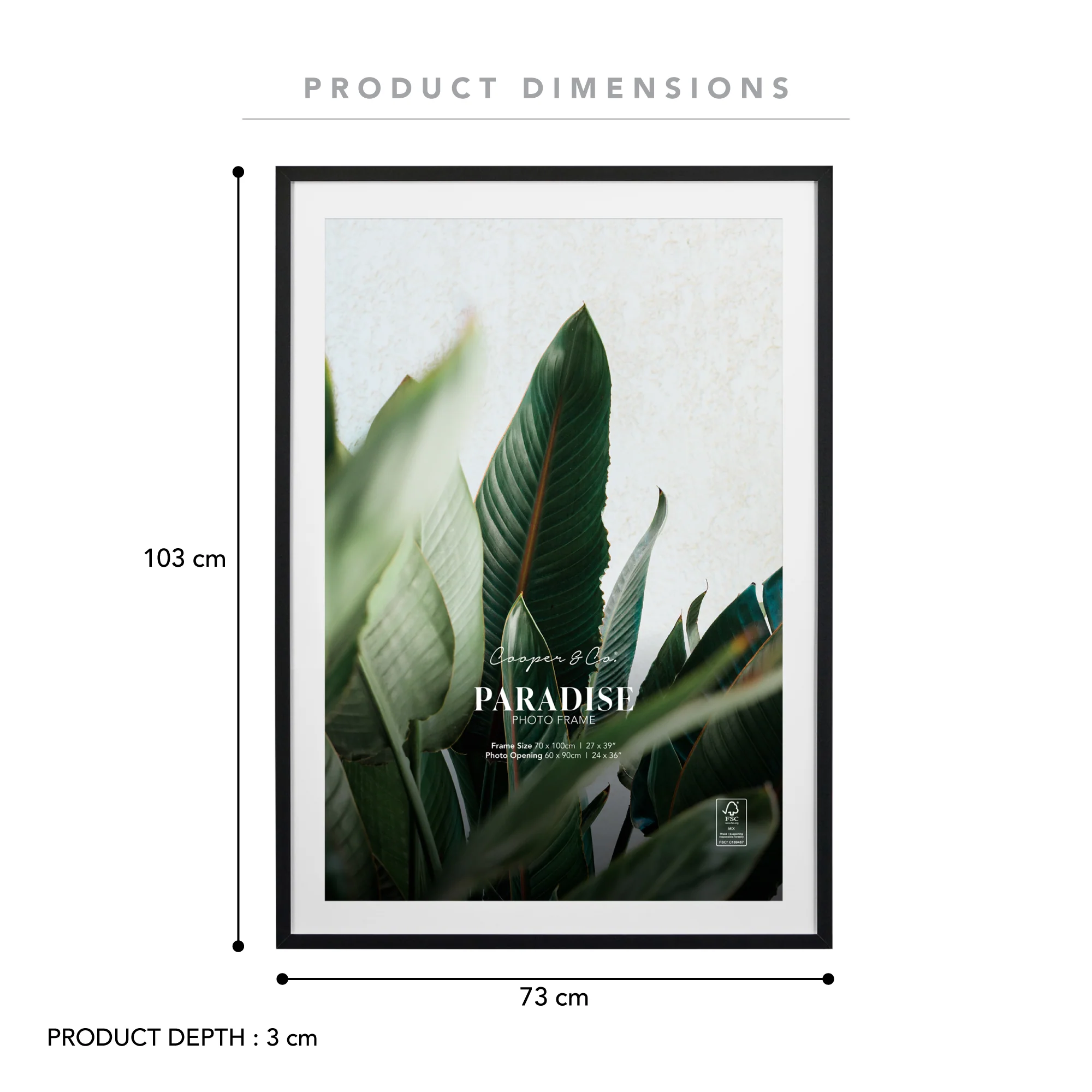 70x100cm Mat to 60x90cm Premium Paradise Wooden Photo Frame - Image 3