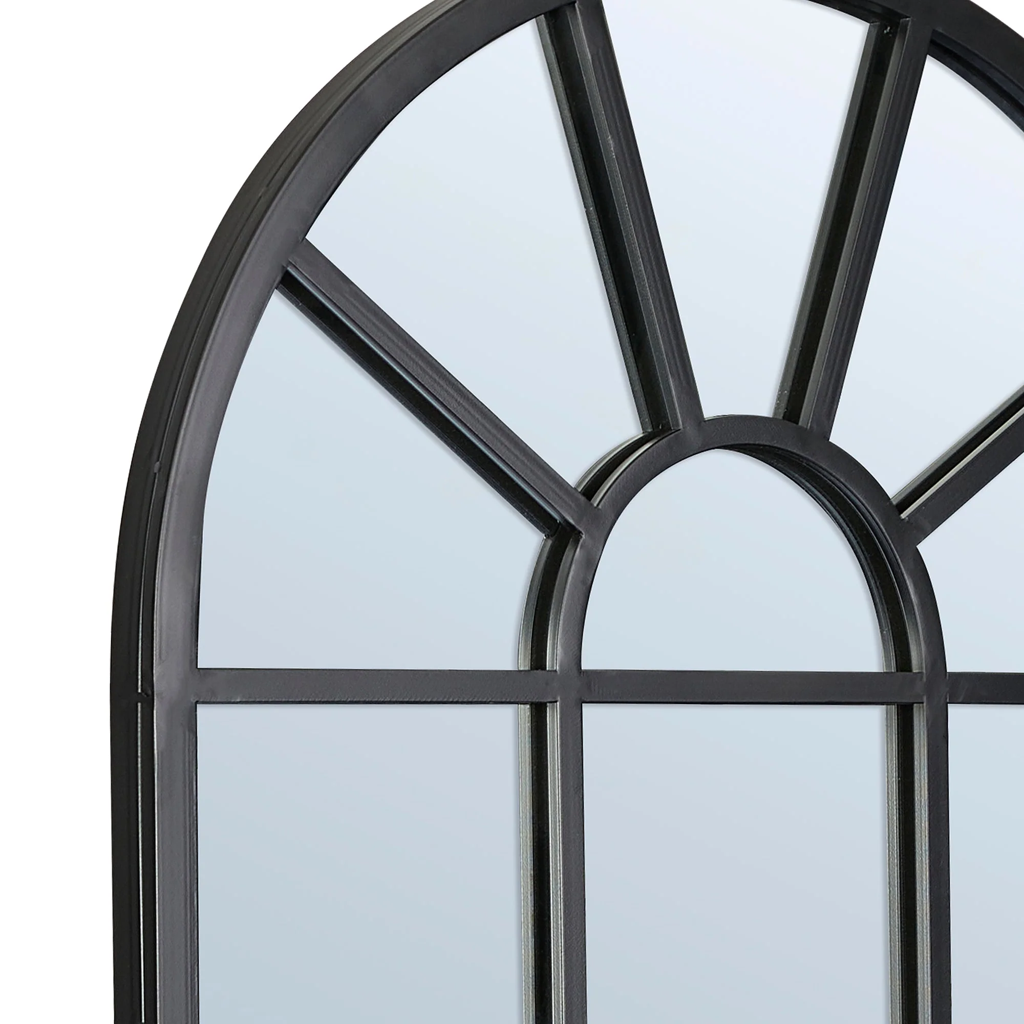Abbey 105cm Arch Iron Indoor Outdoor Mirror Black - Image 5