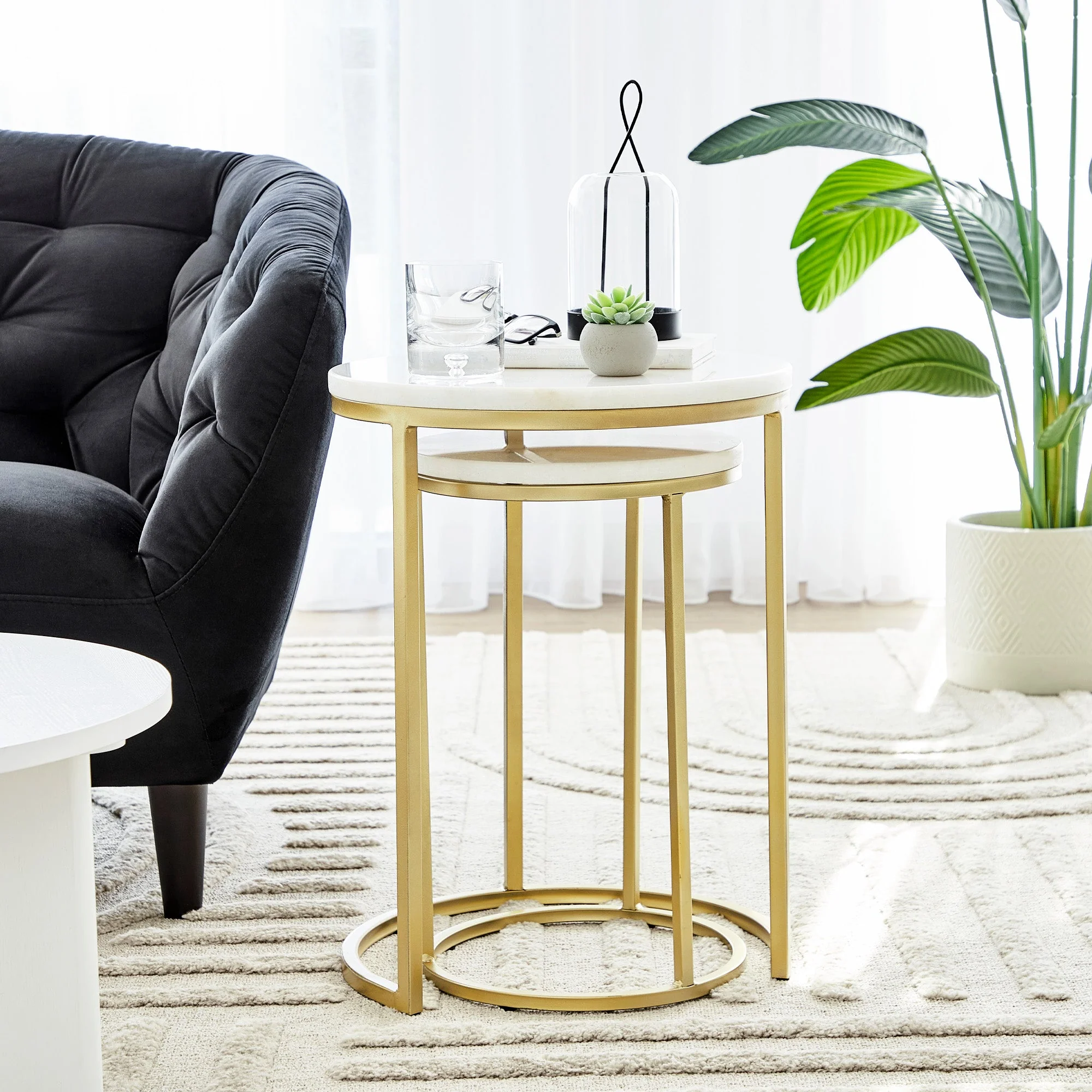 Ada Marble Nested Side Table Gold - Image 3