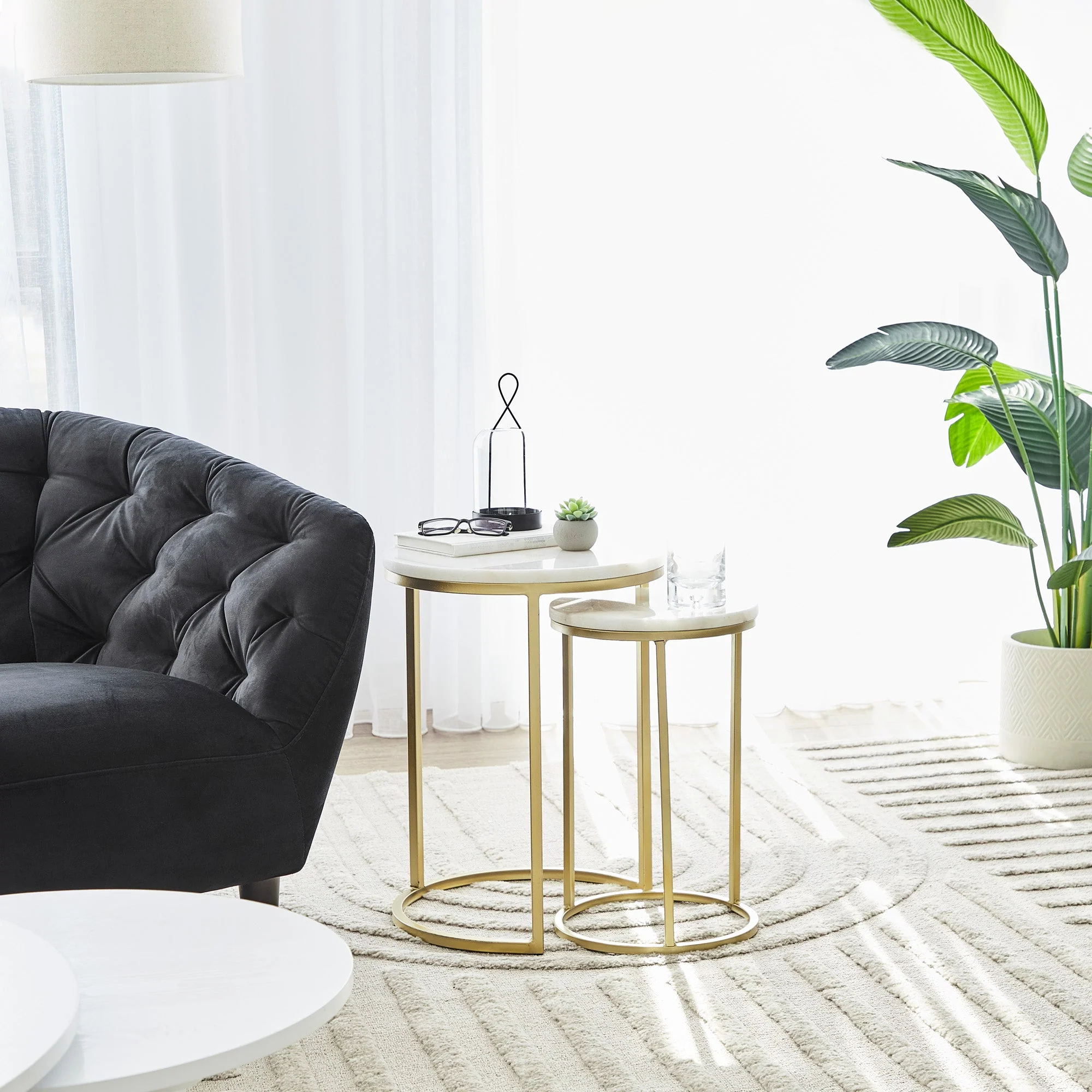 Ada Marble Nested Side Table Gold - Image 4