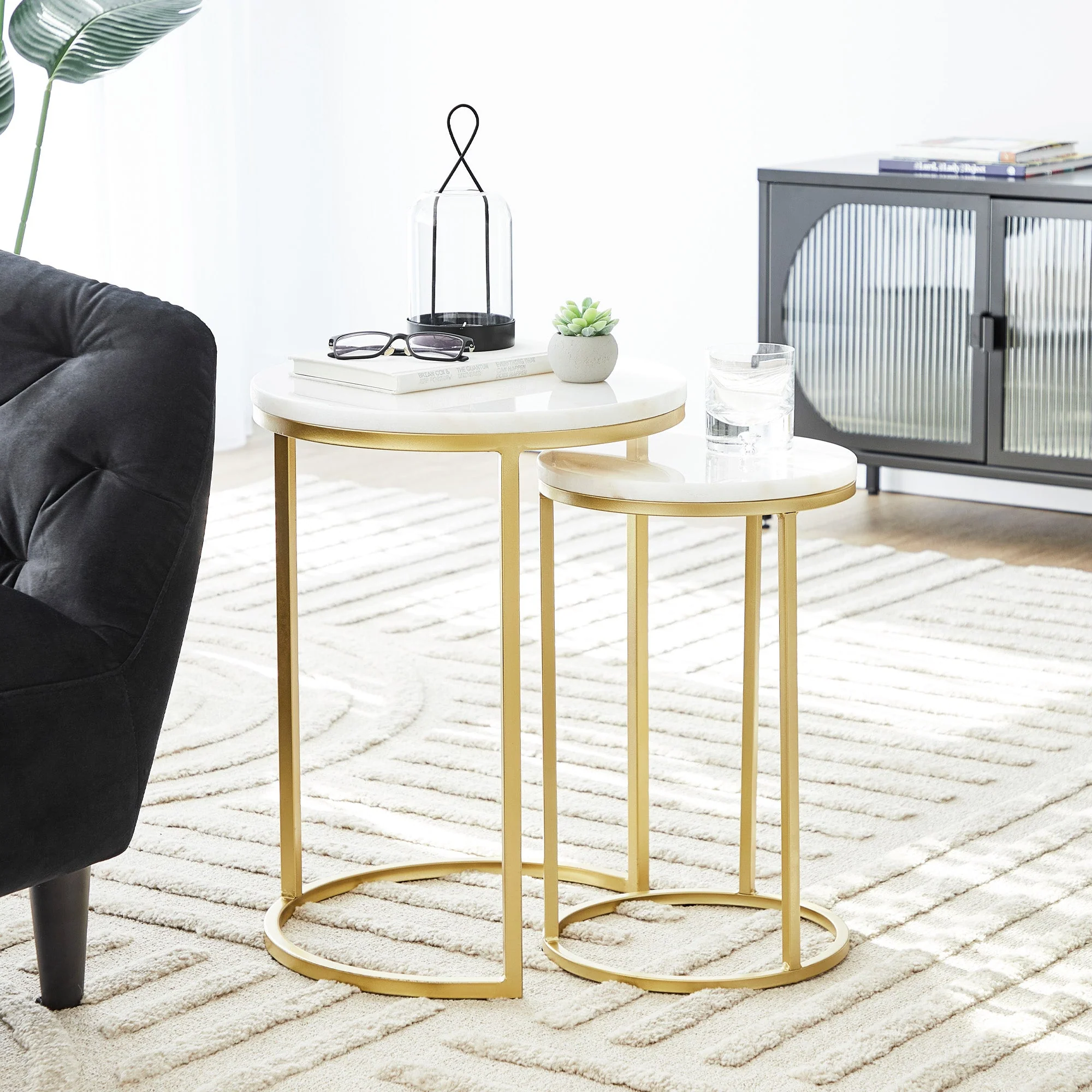 Ada Marble Nested Side Table Gold - Image 5