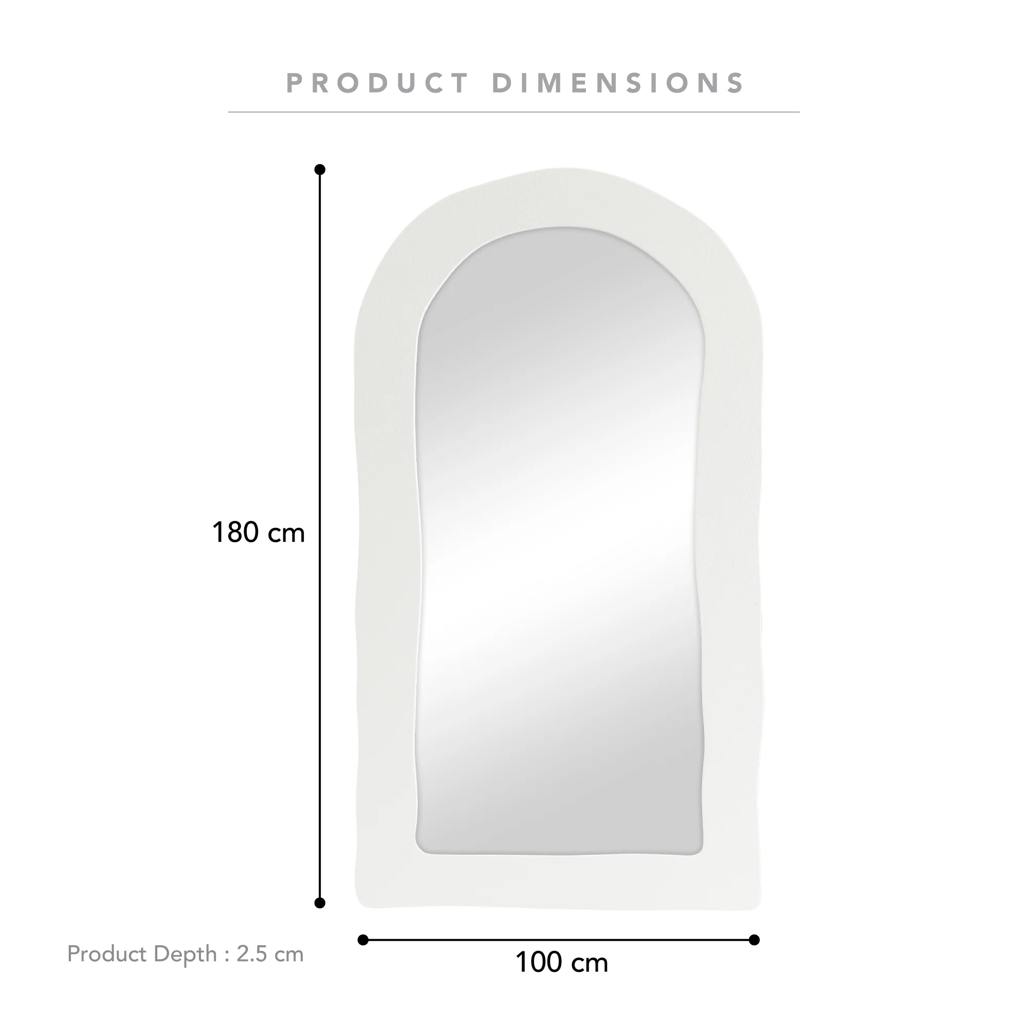 Alex 180cm Arch Mirror White - Image 3