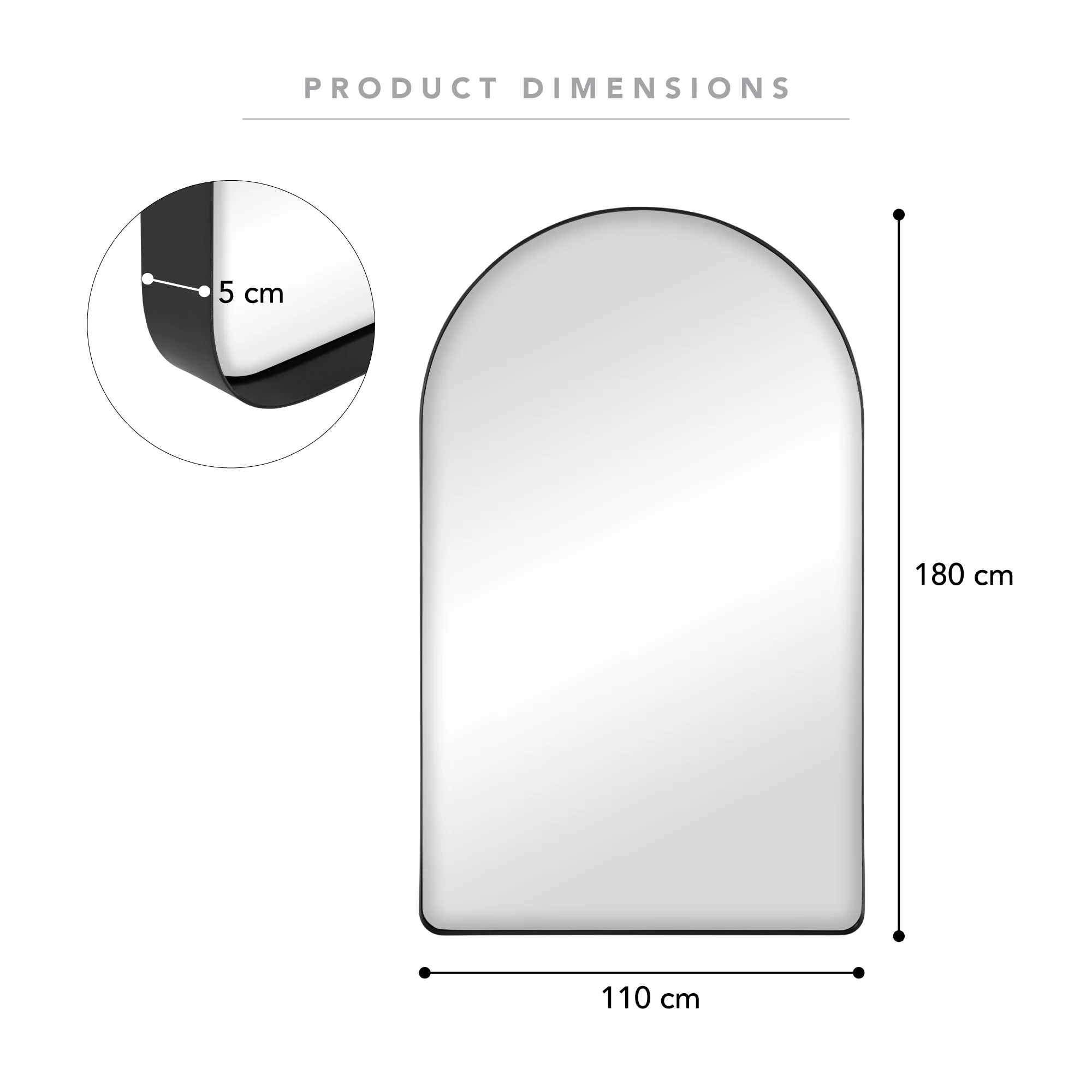 Arden 180cm Arch Mirror Black - Image 3