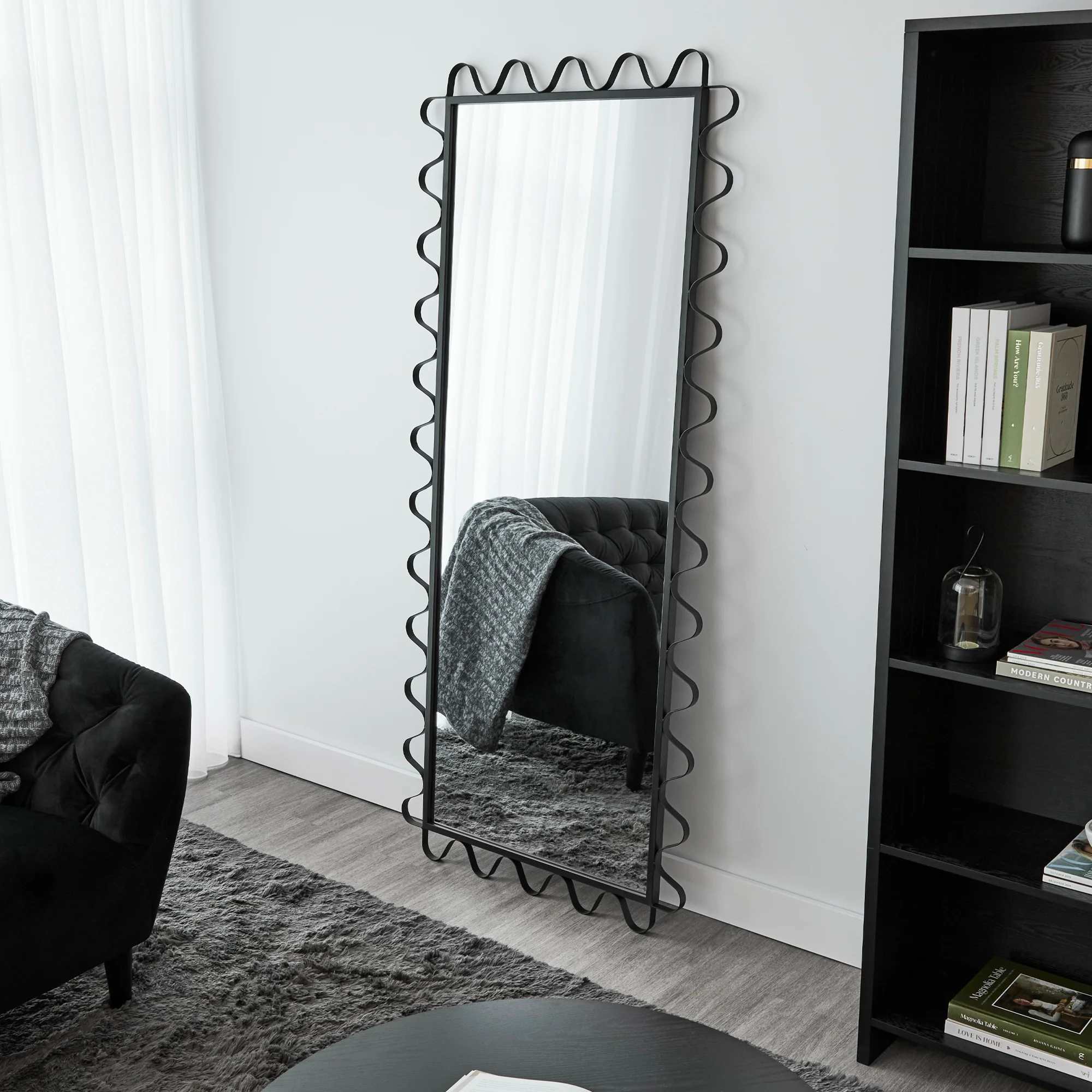 Aria Wavey 180cm Floor Length Mirror Black - Image 6