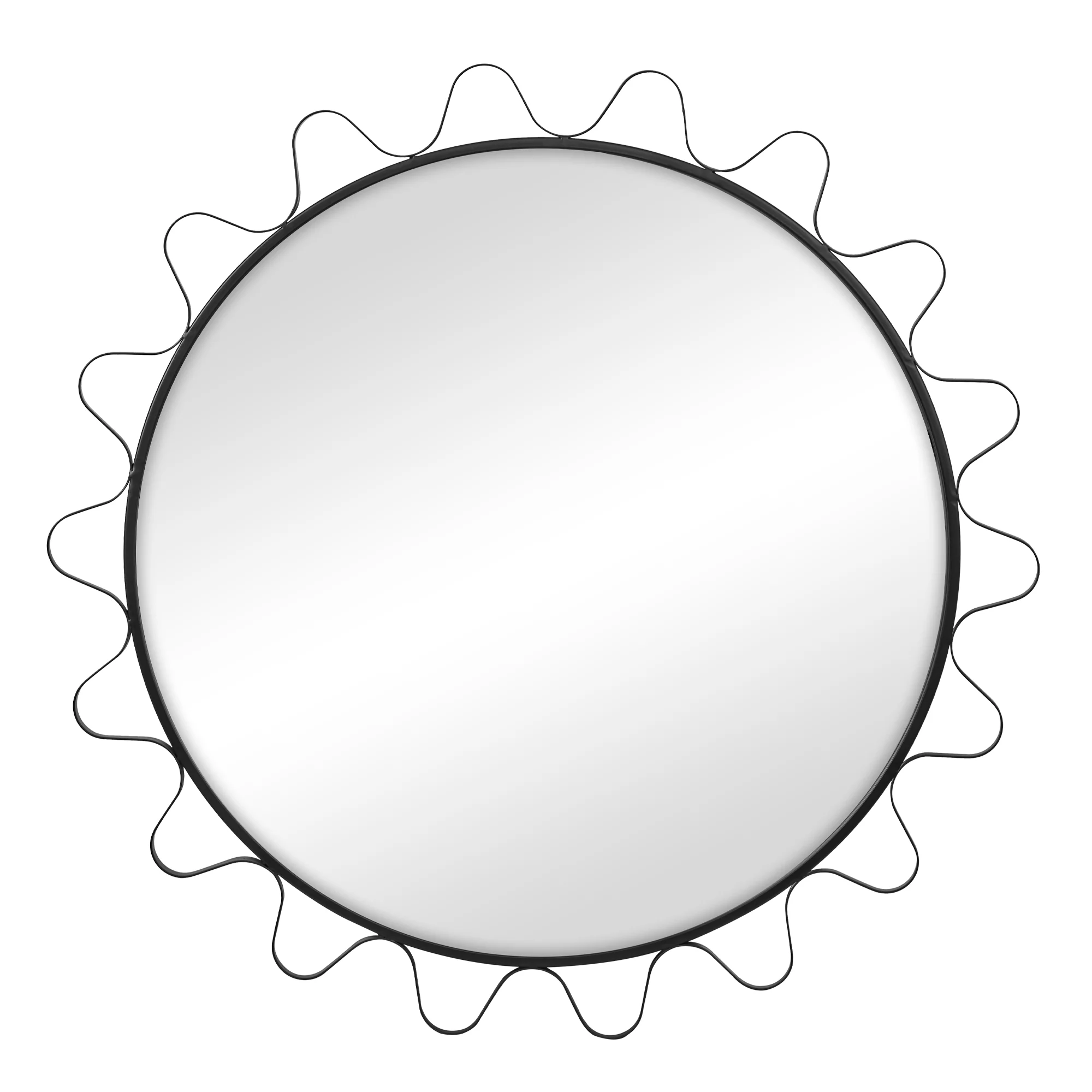 Aria Wavey 90cm Round Mirror Black - Image 2