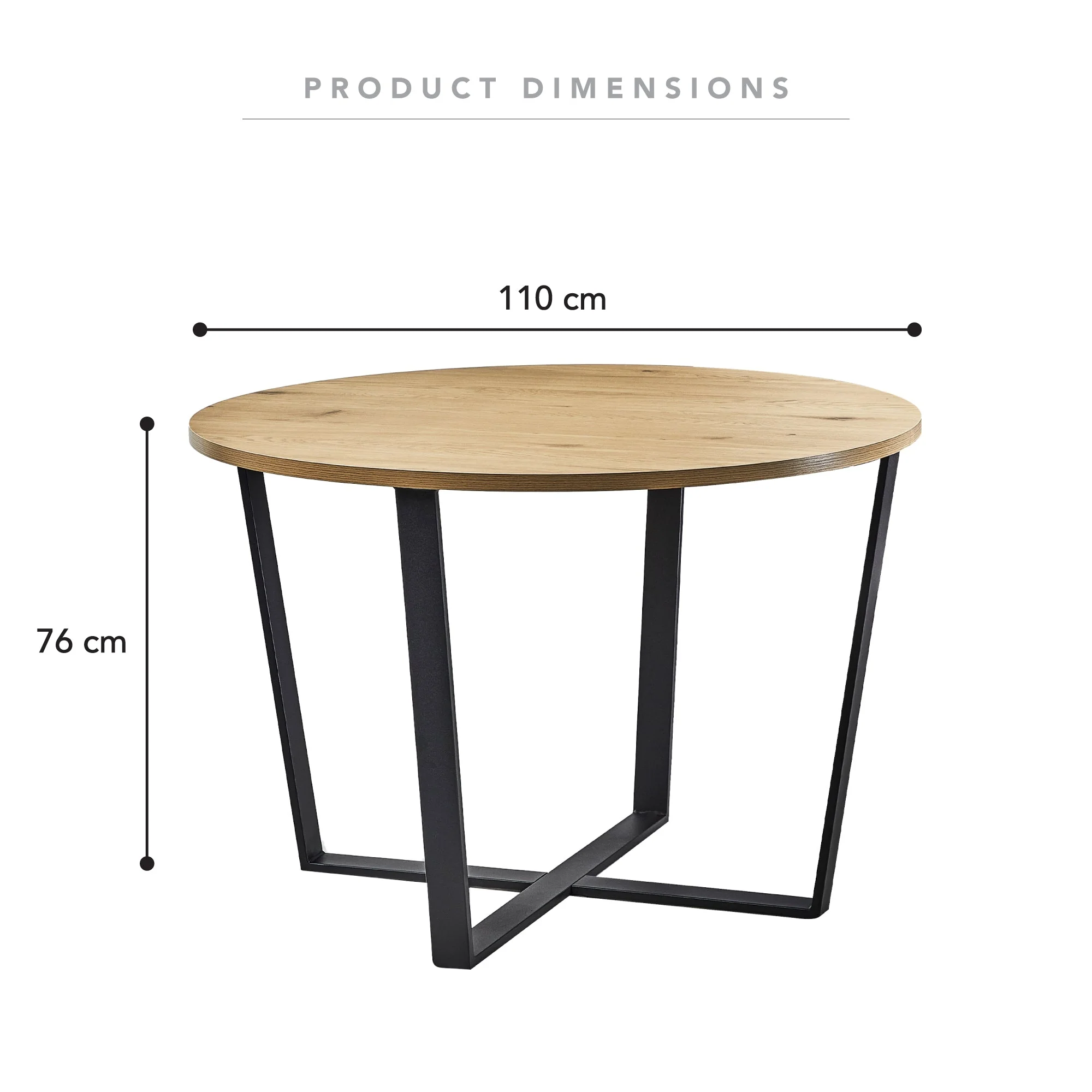 Arizona Dining Table Oak (110cm) - Image 3