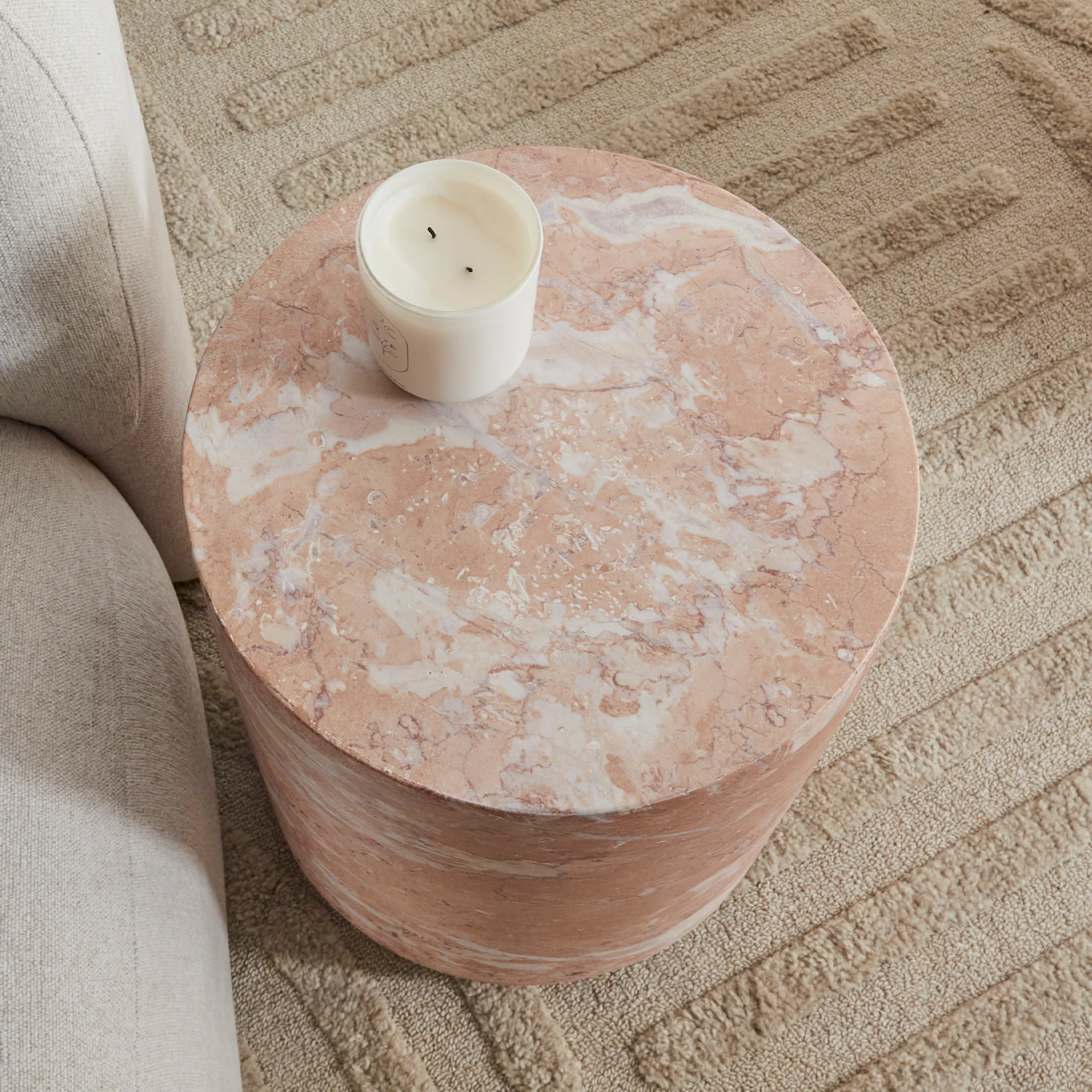 Astrid Rose Tea Marble Look Side Table - Image 4