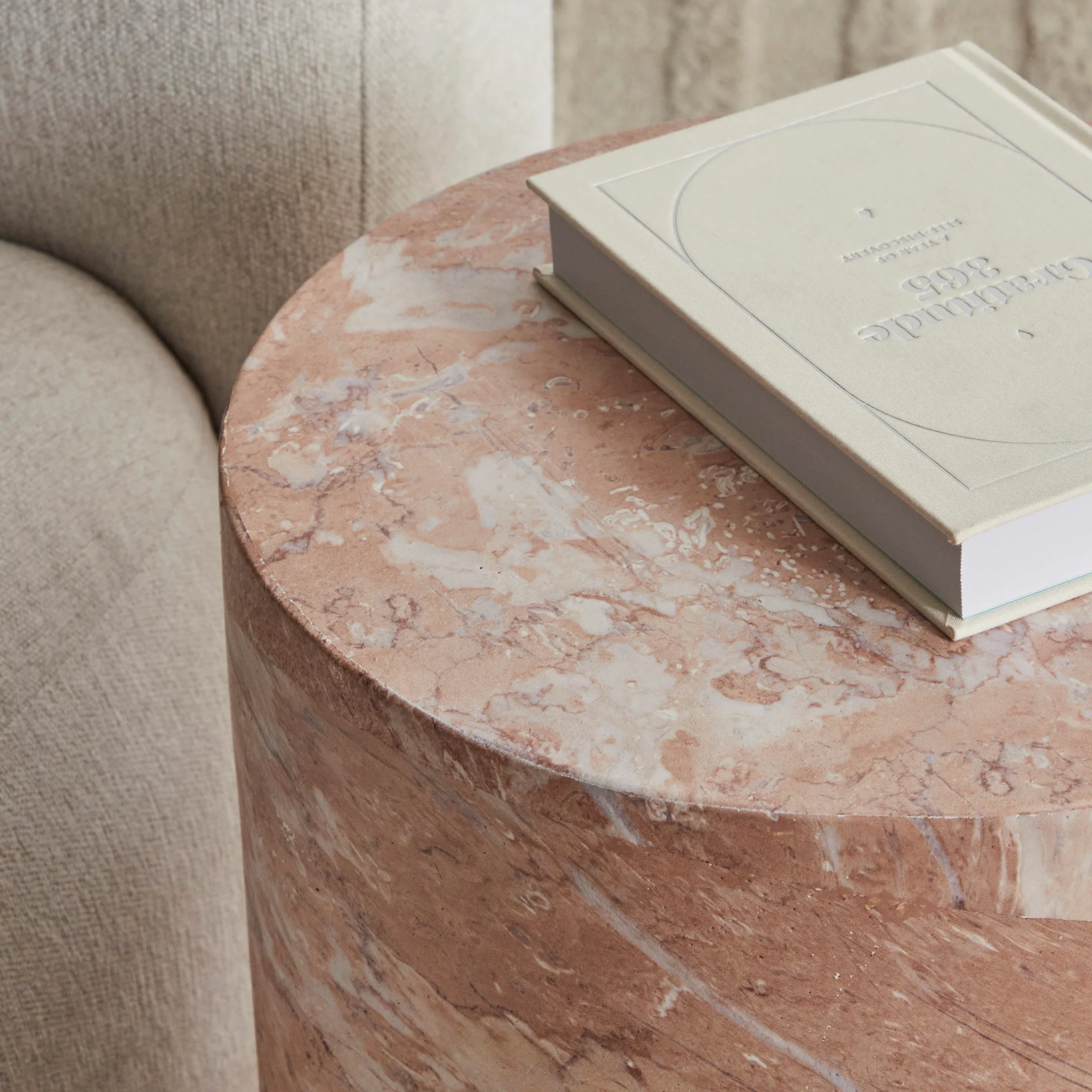 Astrid Rose Tea Marble Look Side Table - Image 5