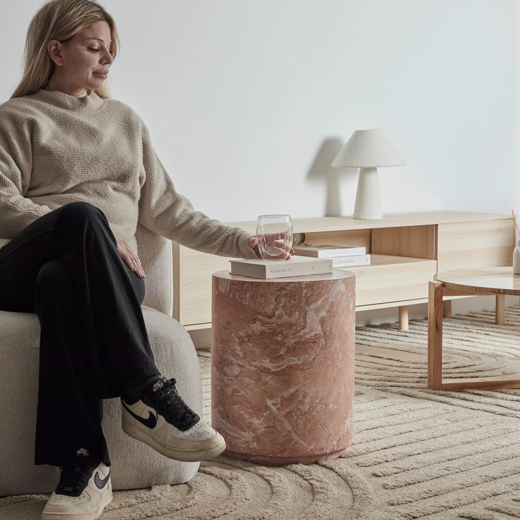 Astrid Rose Tea Marble Look Side Table - Image 6