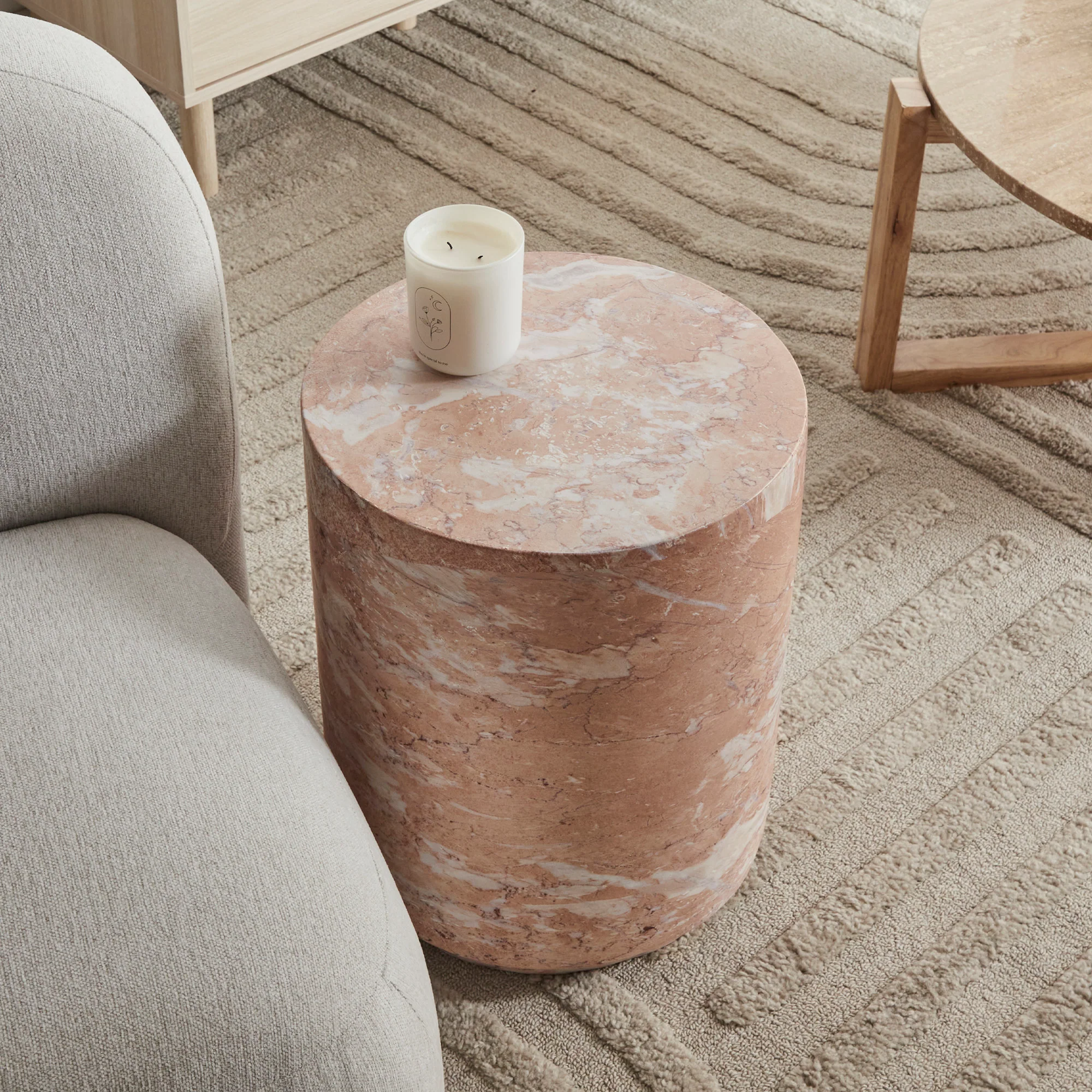 Astrid Rose Tea Marble Look Side Table - Image 7