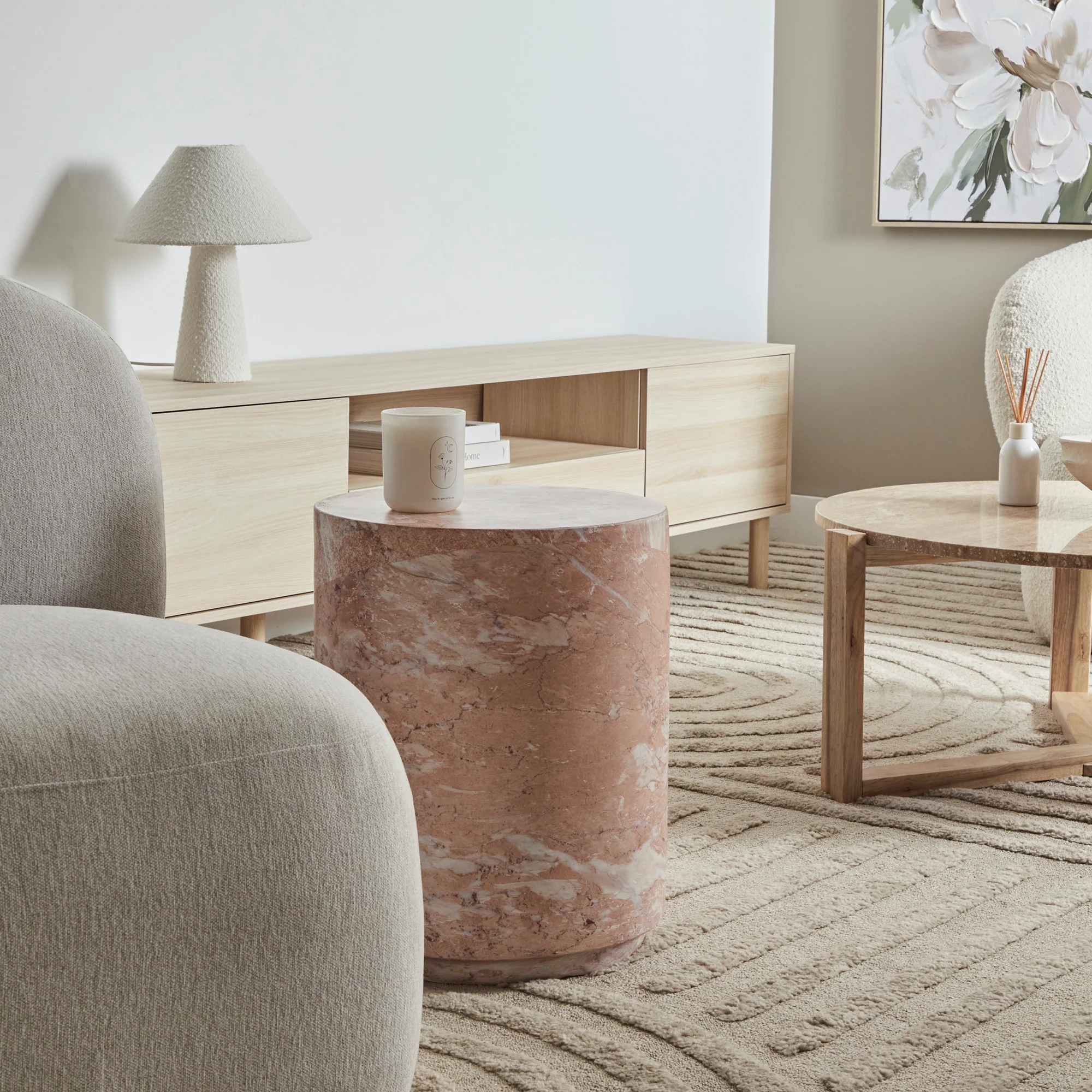 Astrid Rose Tea Marble Look Side Table - Image 8