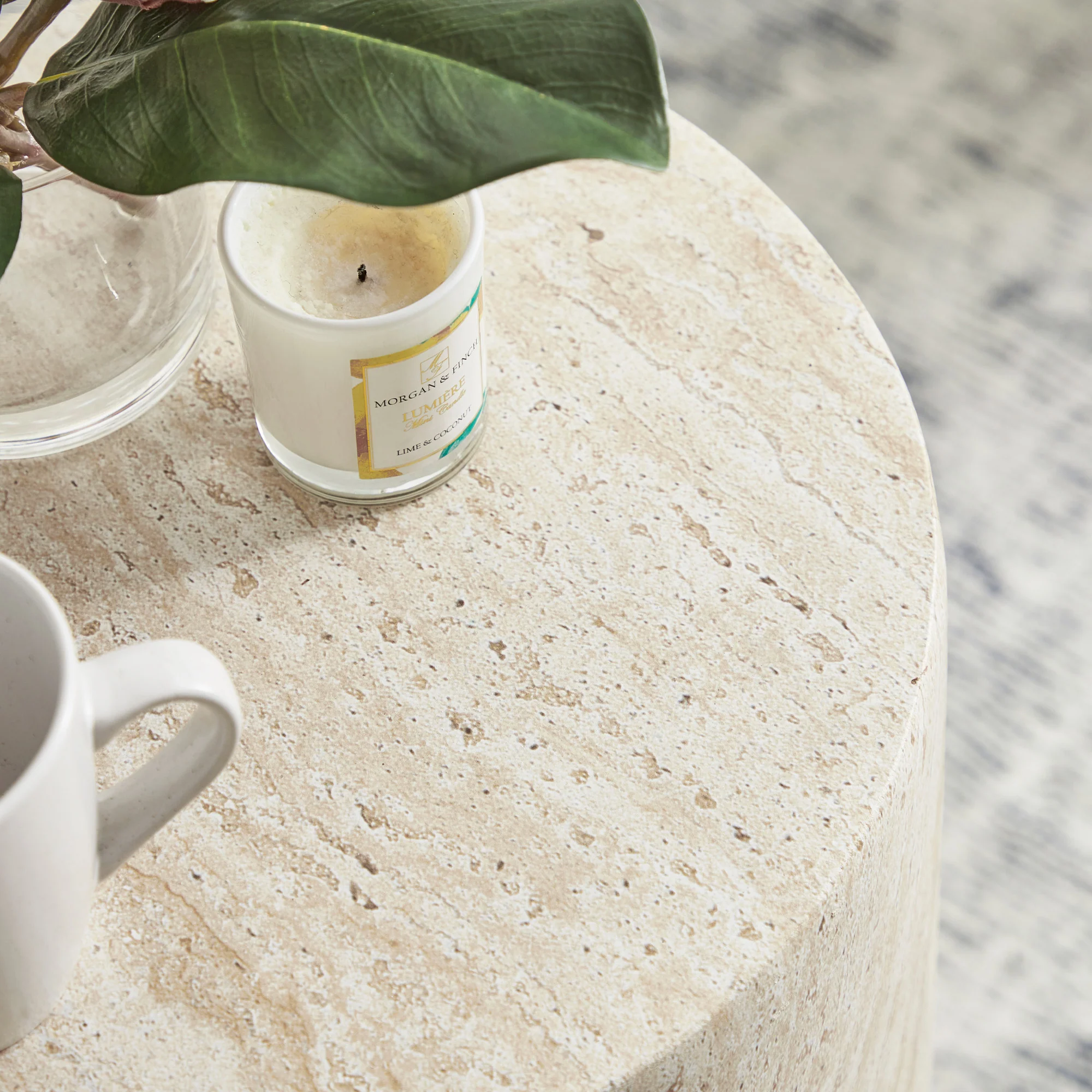 Astrid Side Table Travertine Look - Image 5