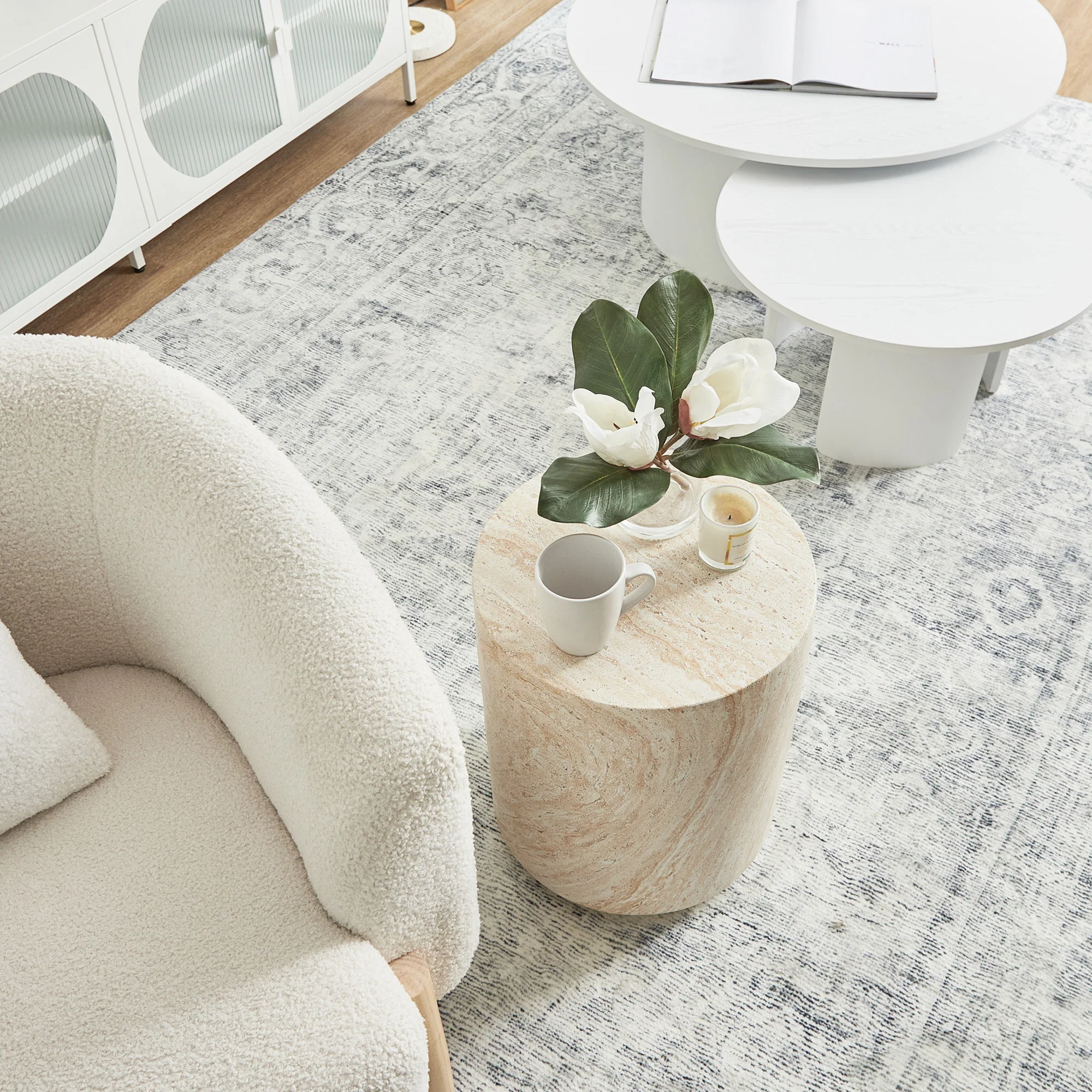 Astrid Side Table Travertine Look - Image 6
