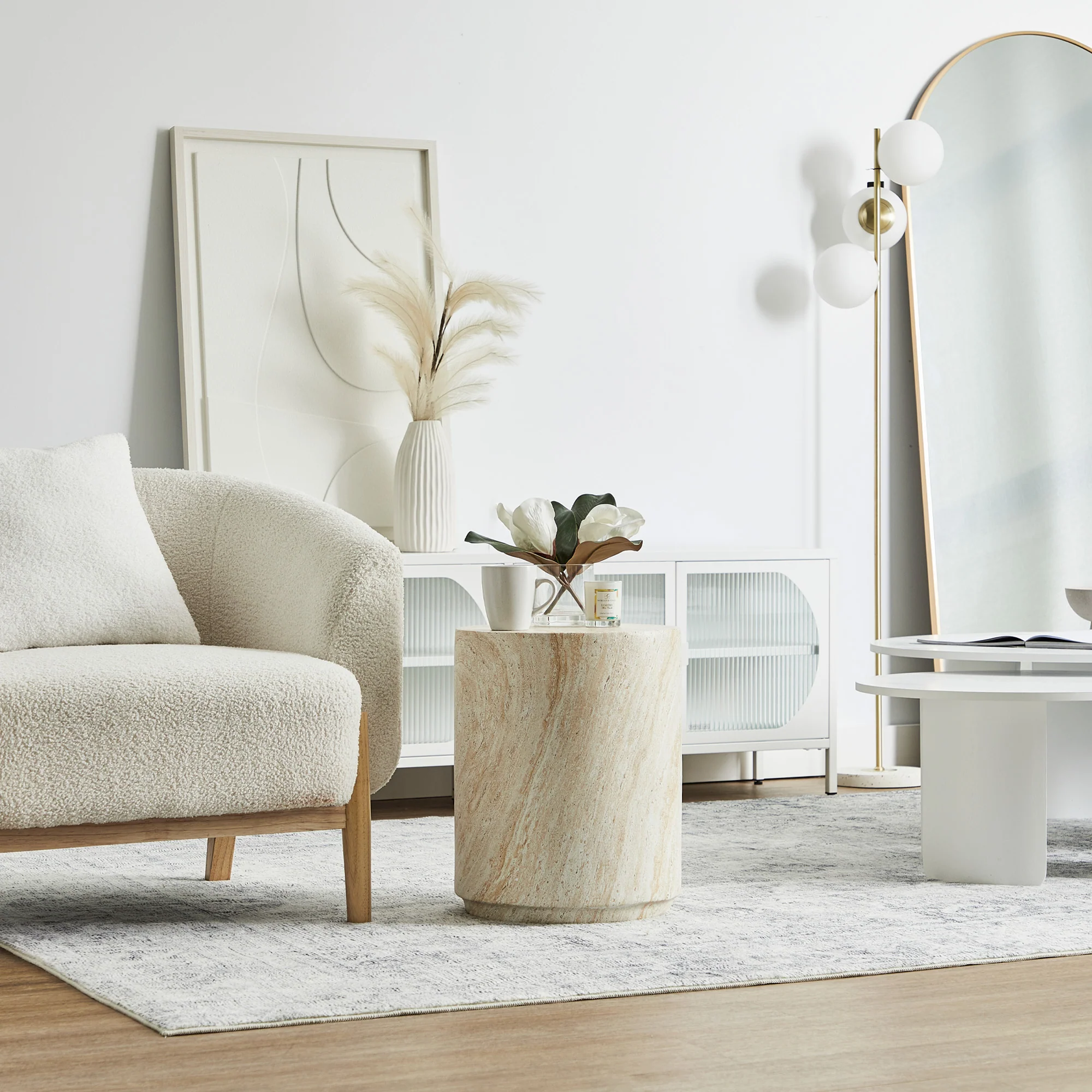 Astrid Side Table Travertine Look - Image 9