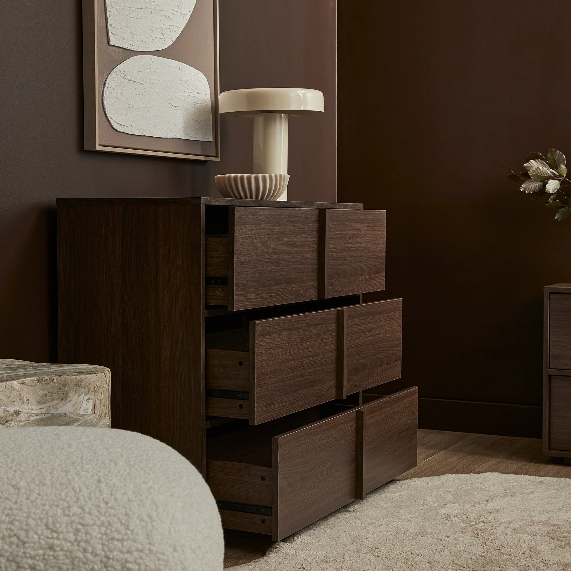 Auggie Chest of 3 Drawers Walnut - Image 7