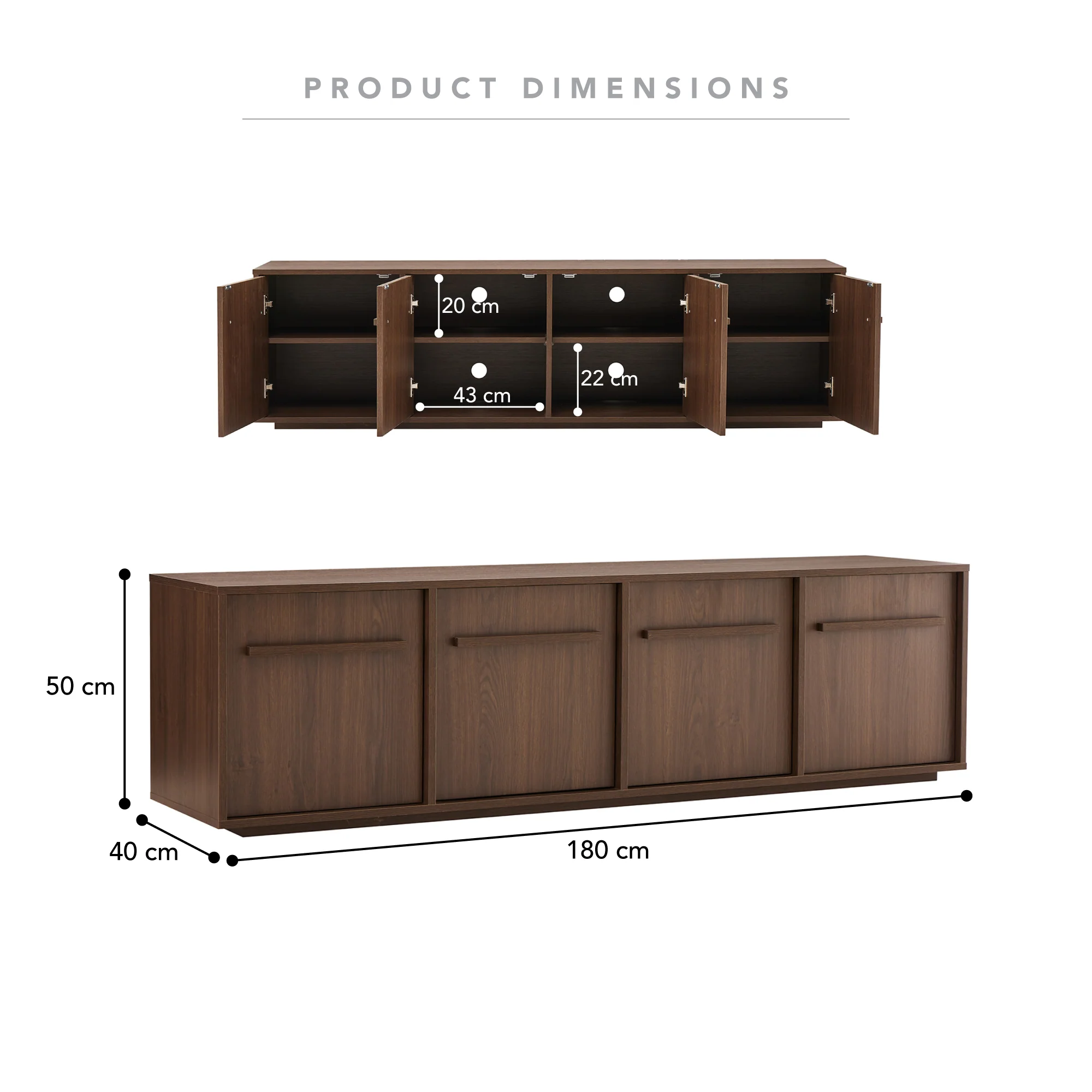 Auggie Entertainment Unit Walnut (180cm) - Image 3