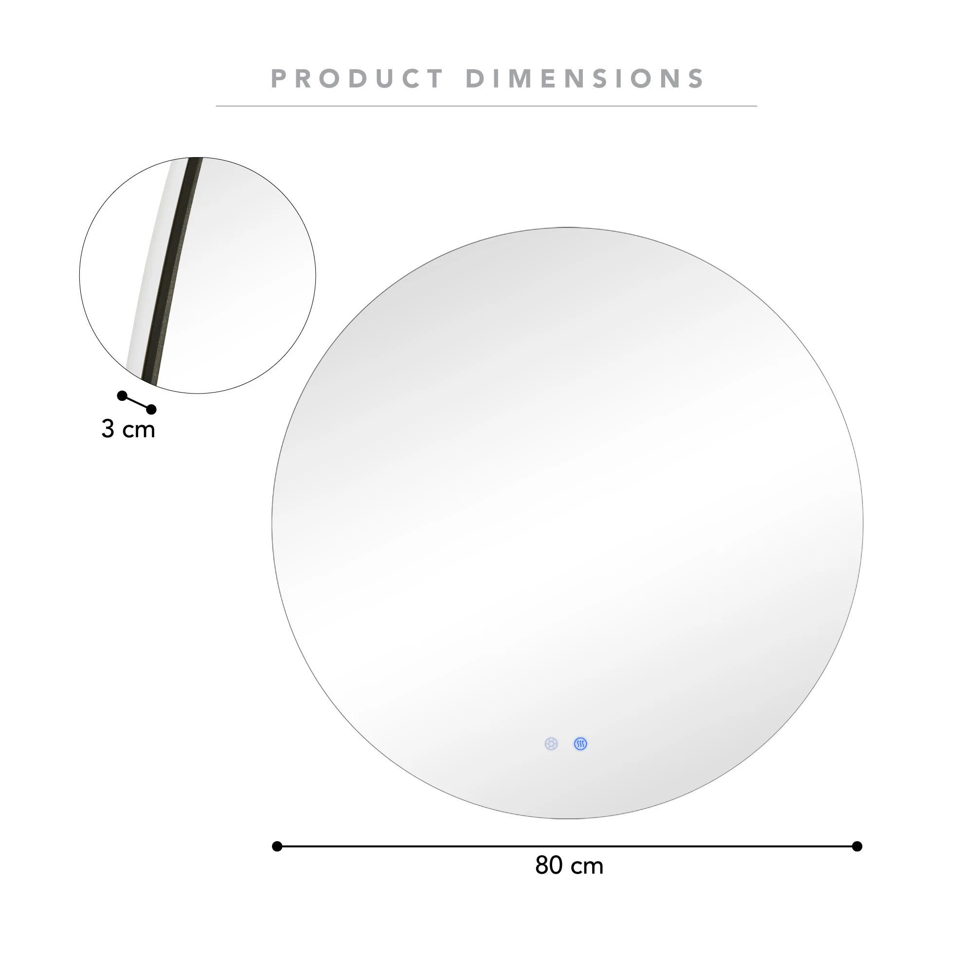 Aurora 80cm Round Backlit Mirror - Image 3