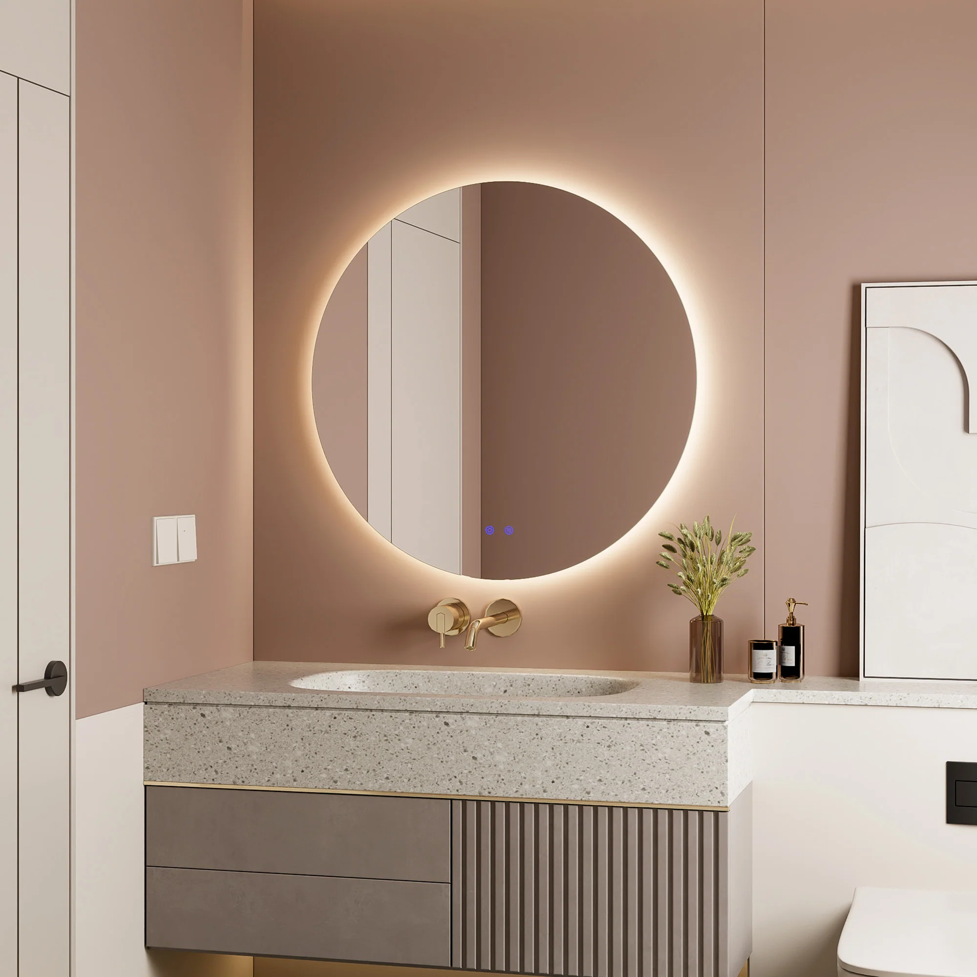 Aurora 80cm Round Backlit Mirror - Image 4