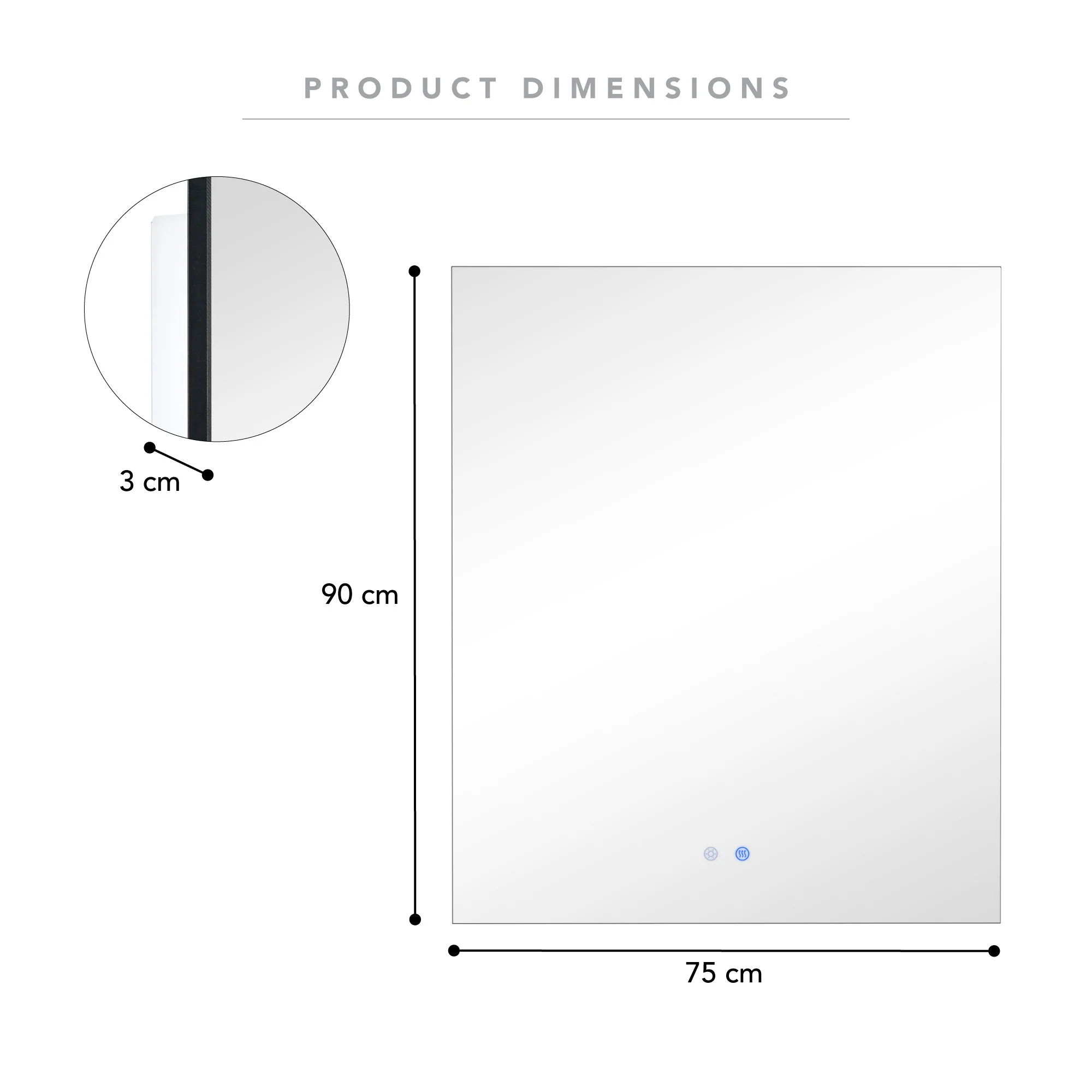 Aurora 90cm Rectangle Backlit Mirror - Image 3