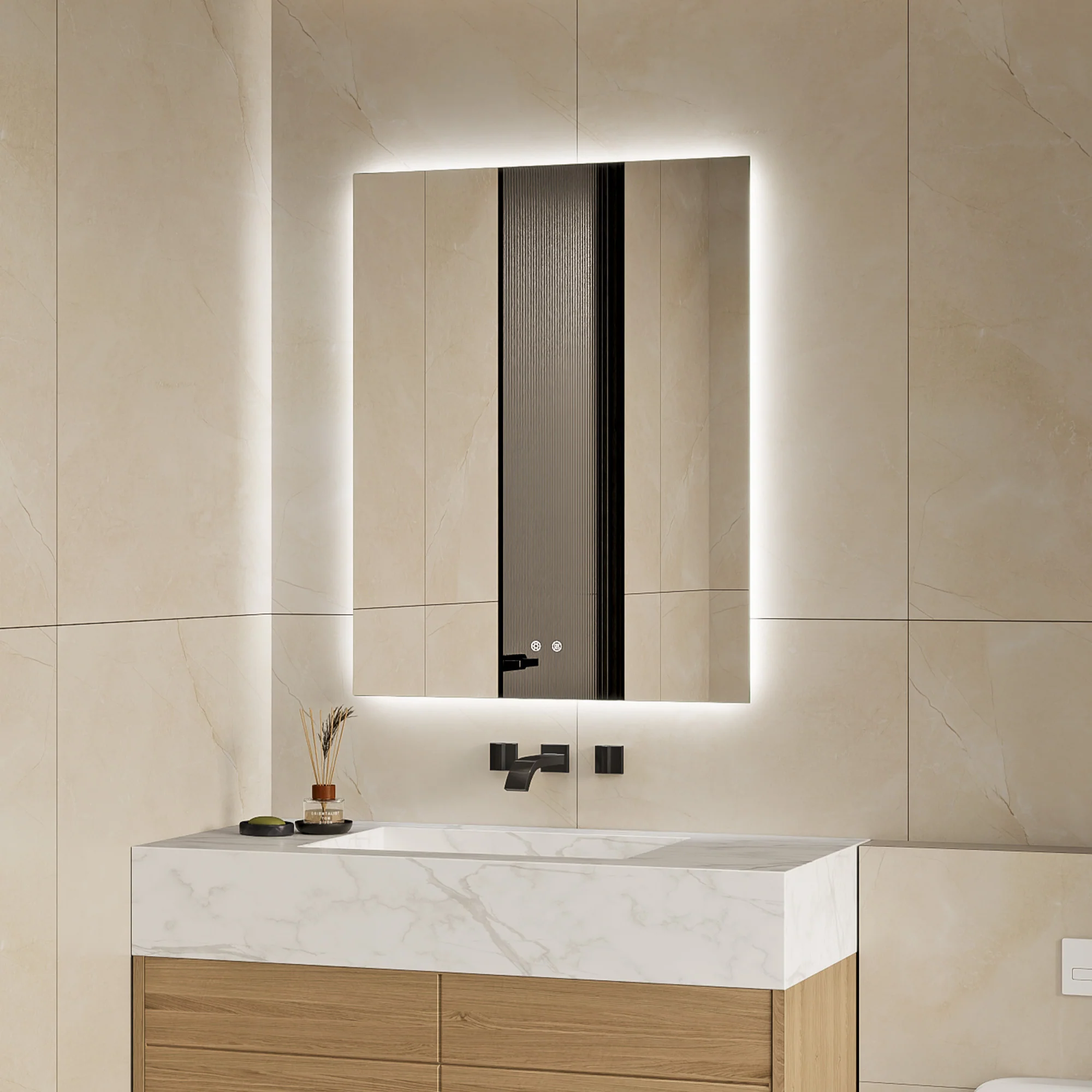 Aurora 90cm Rectangle Backlit Mirror - Image 4