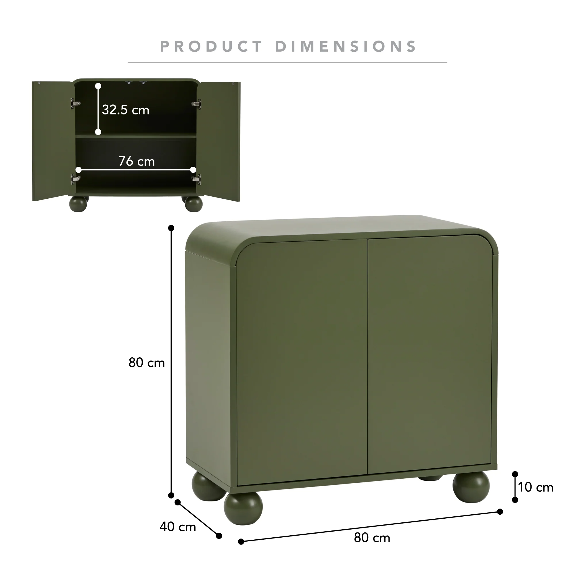 Baxter 2 Door Buffet Green (80cm) - Image 3