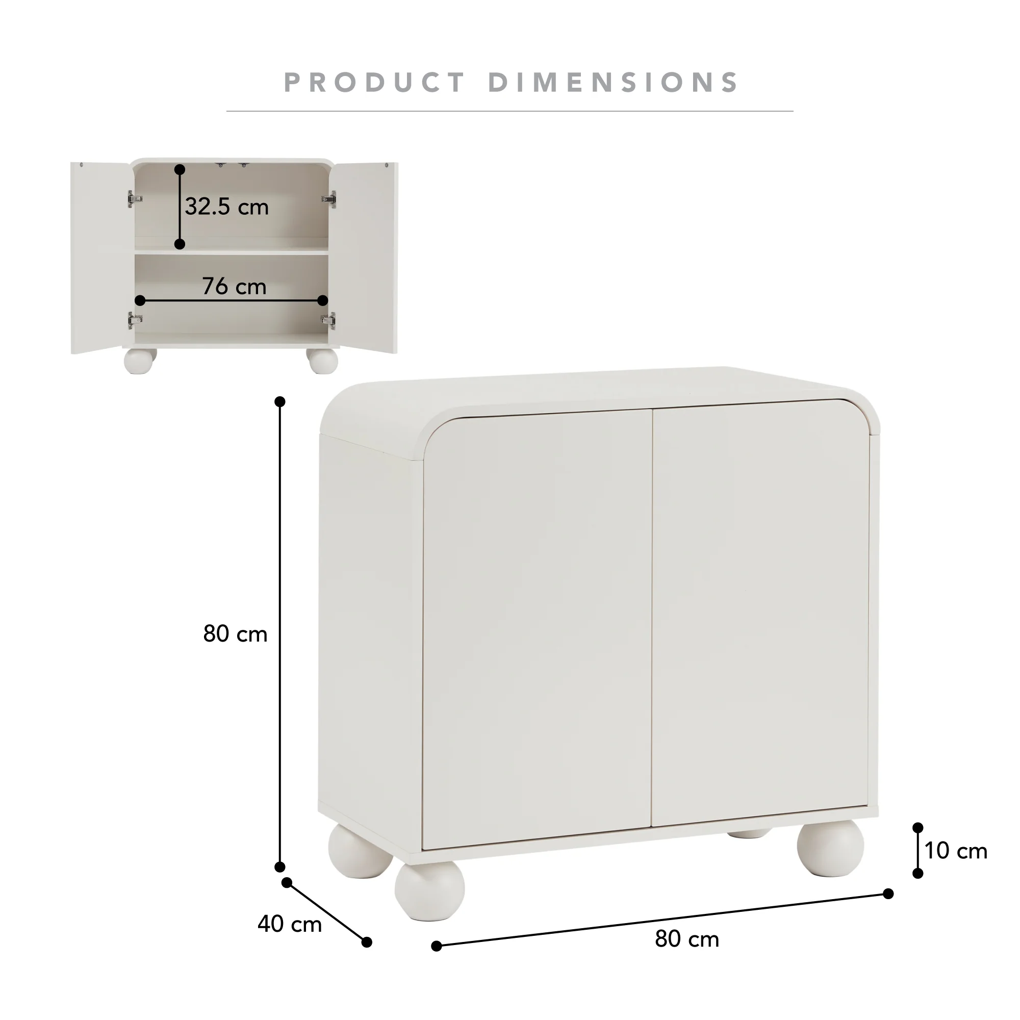Baxter 2 Door Buffet White (80cm) - Image 3