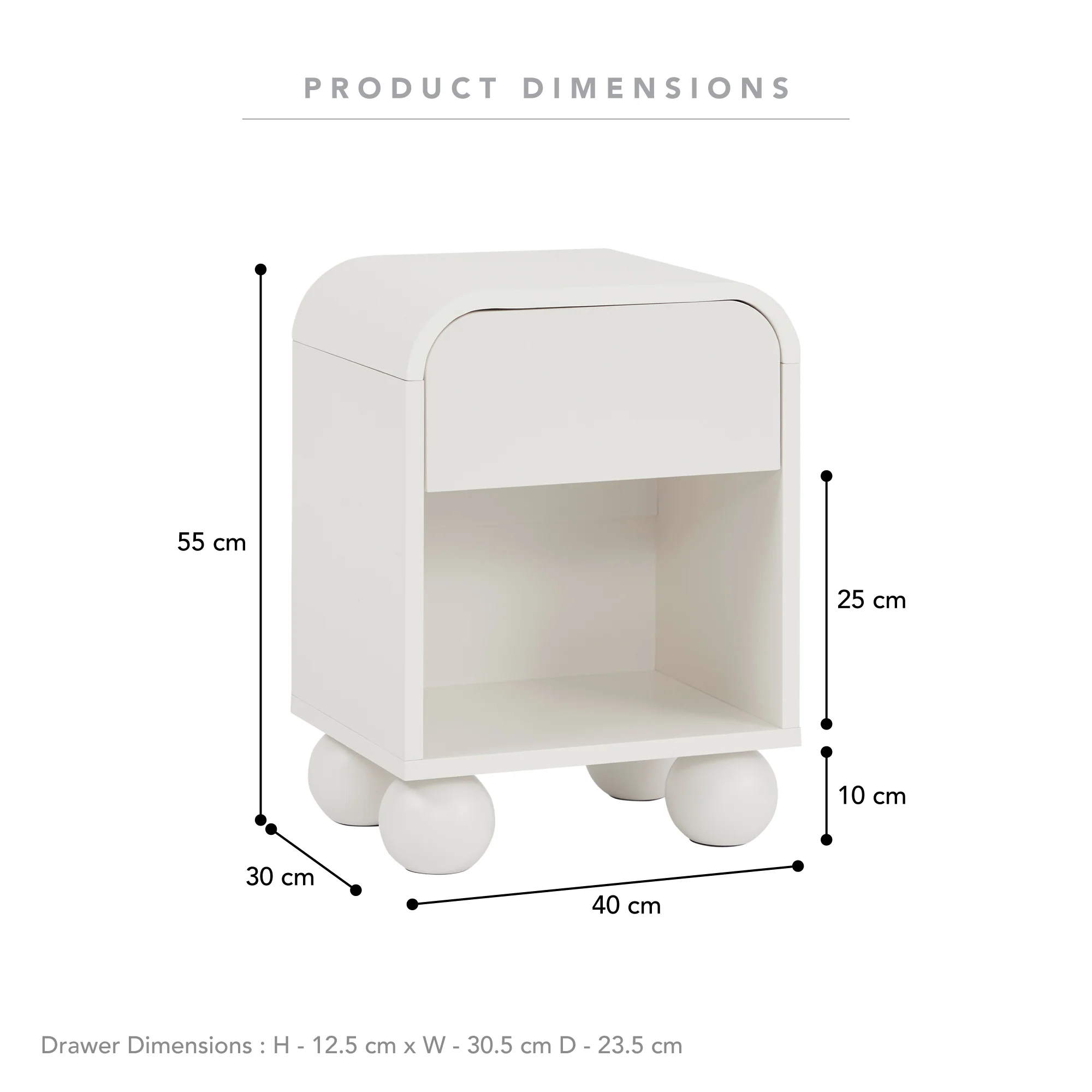 Baxter Bedside Table White - Image 3