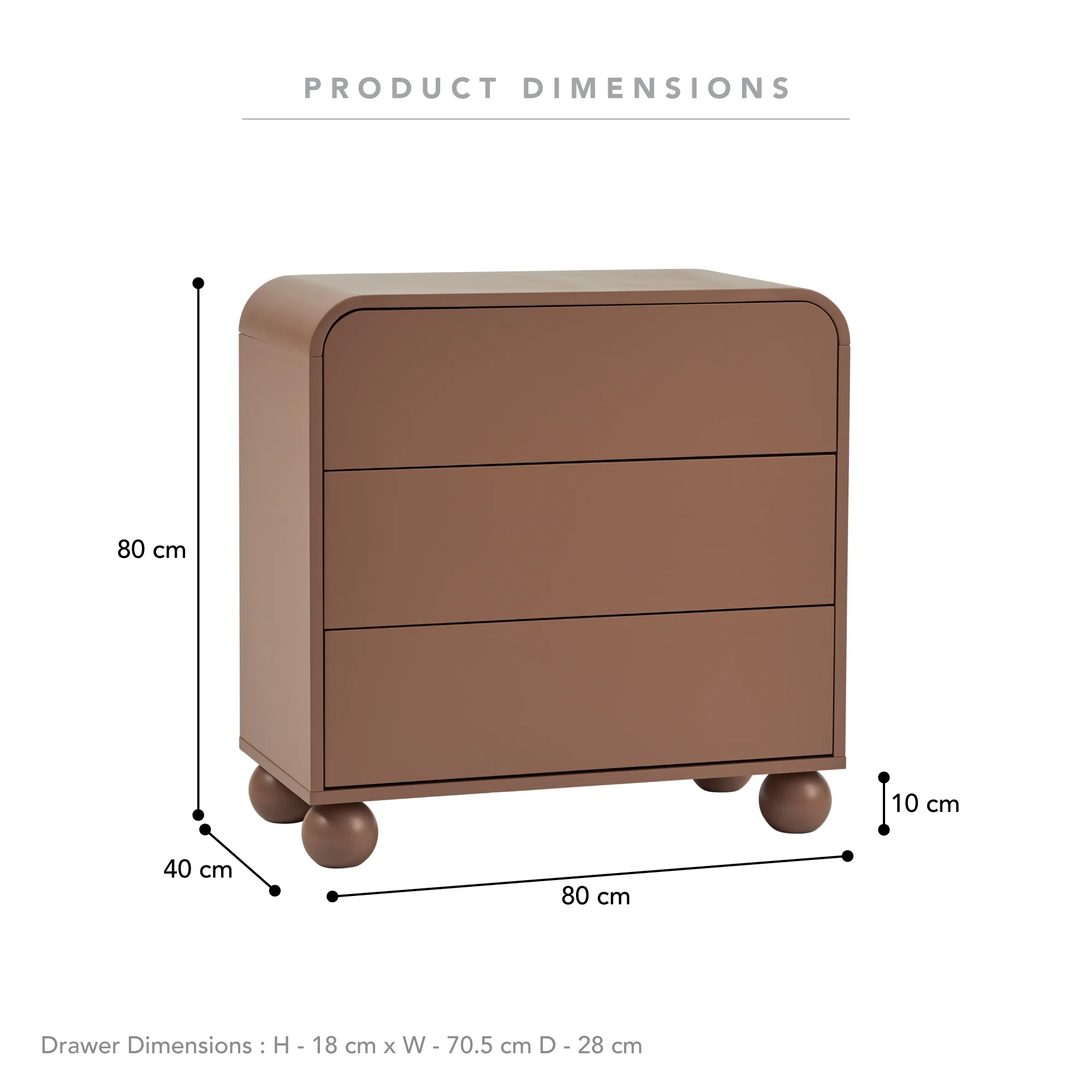Baxter Chest of 3 Drawers Mocha - Image 3