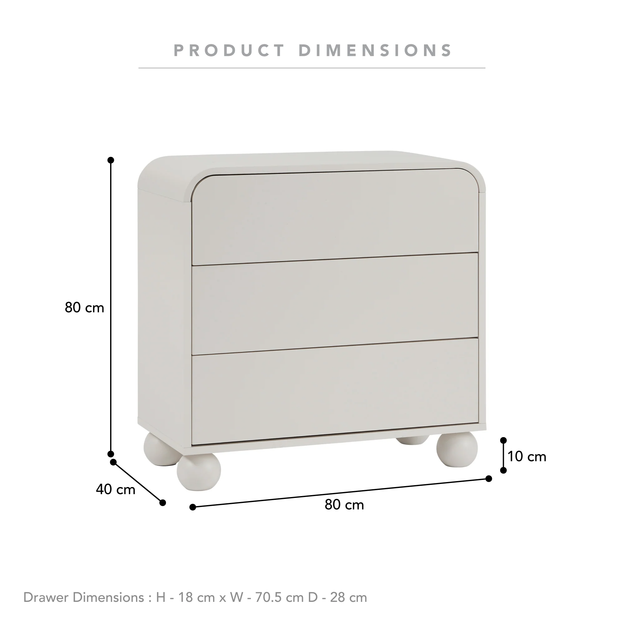 Baxter Chest of 3 Drawers White - Image 3