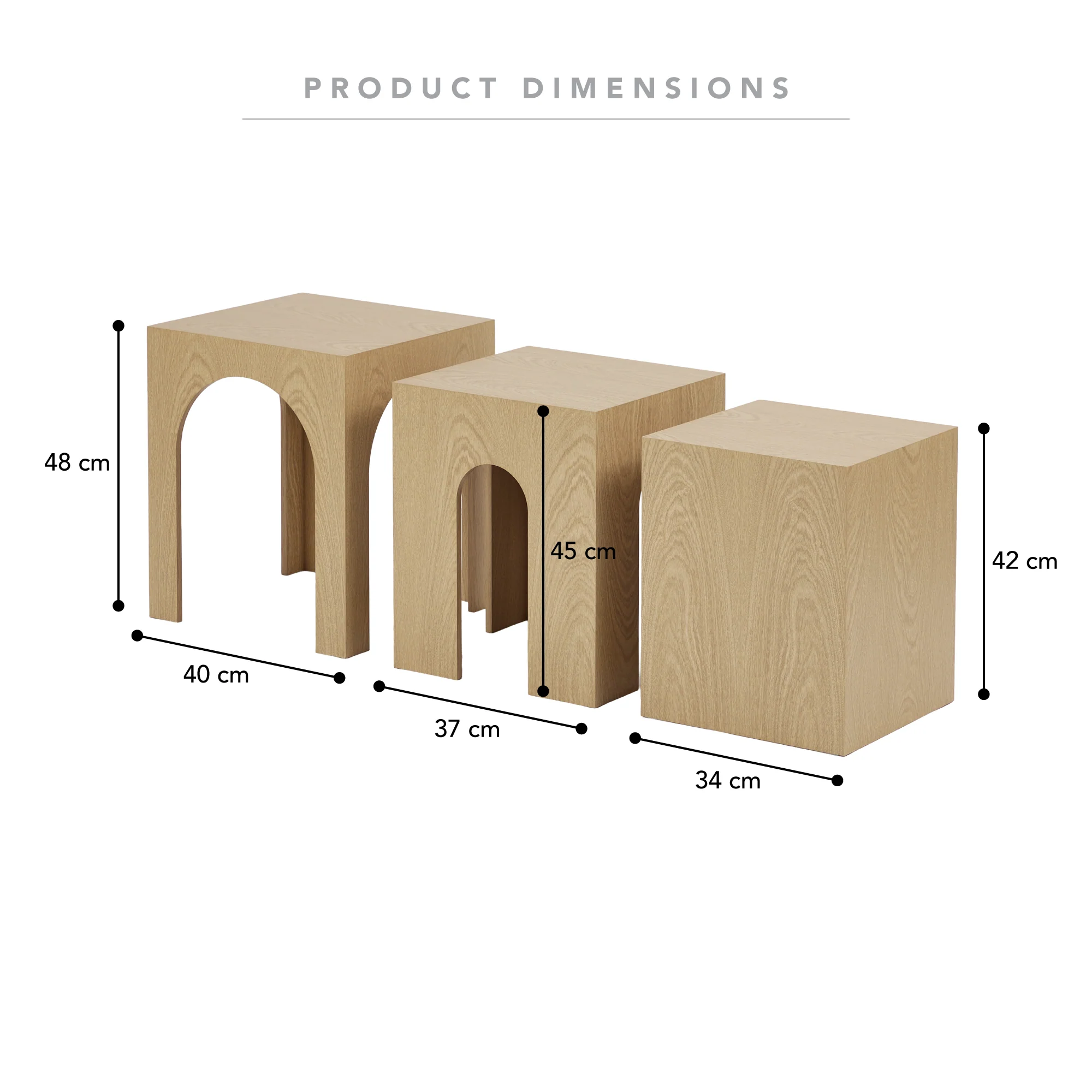 Belle Set of 3 Nested Side Tables Oak - Image 3
