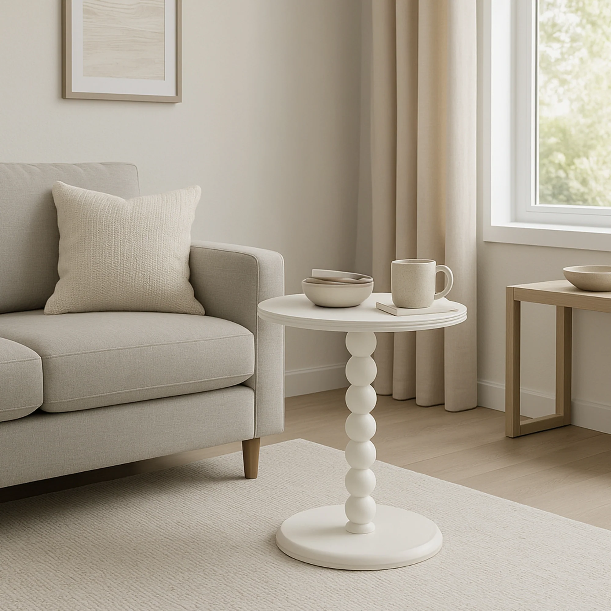 Bobbin 45cm Side Table Cream - Image 11